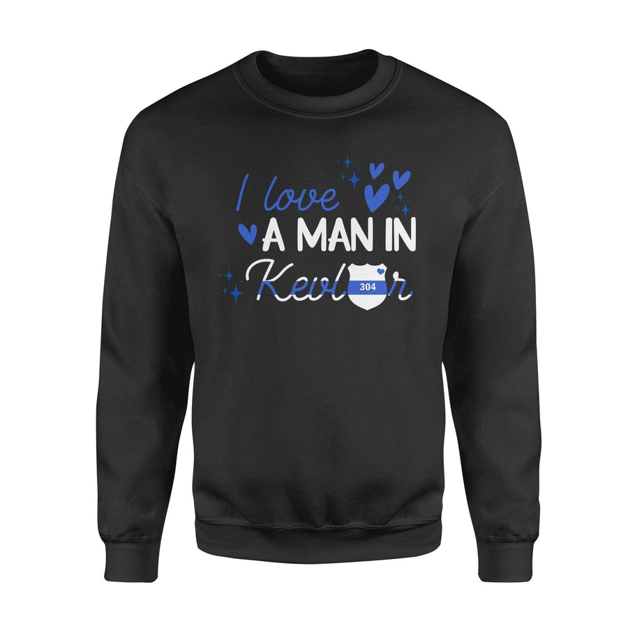 Apparel S / Black Personalized Shirt - TBL - I Love A Man In Kevlar - Standard Fleece Sweatshirt - DSAPP