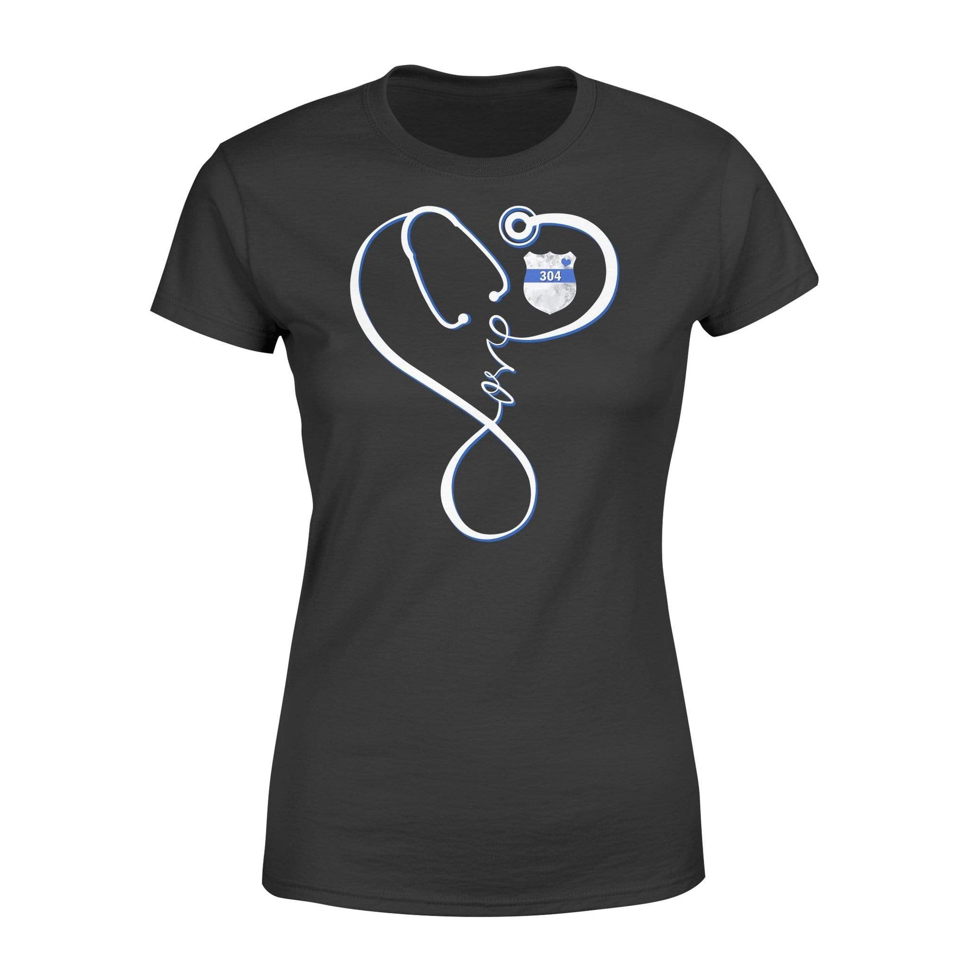 Apparel XS / Black Personalized Shirt - TBL - Infinity Love Stethoscope - Police Badge - Standard Women's T-shirt - DSAPP