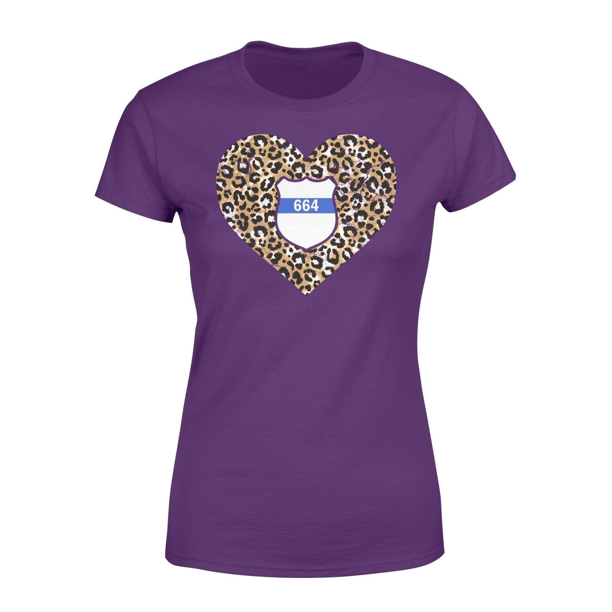 Apparel XS / Purple Personalized Shirt - TBL - Leopard Heart Police Badge - Standard Women's T-shirt - DSAPP