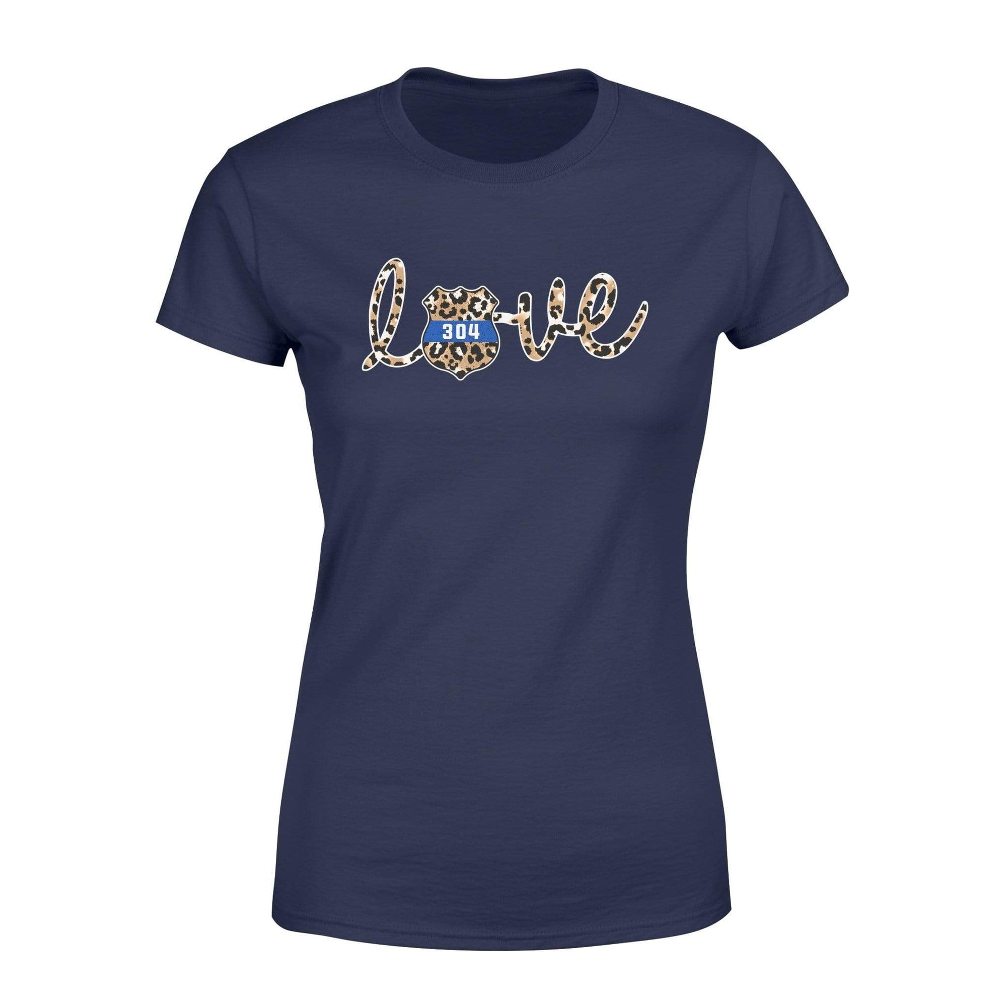 Apparel XS / Navy Personalized Shirt - TBL - Love Police Badge Leopard - Standard Women’s T-shirt - DSAPP