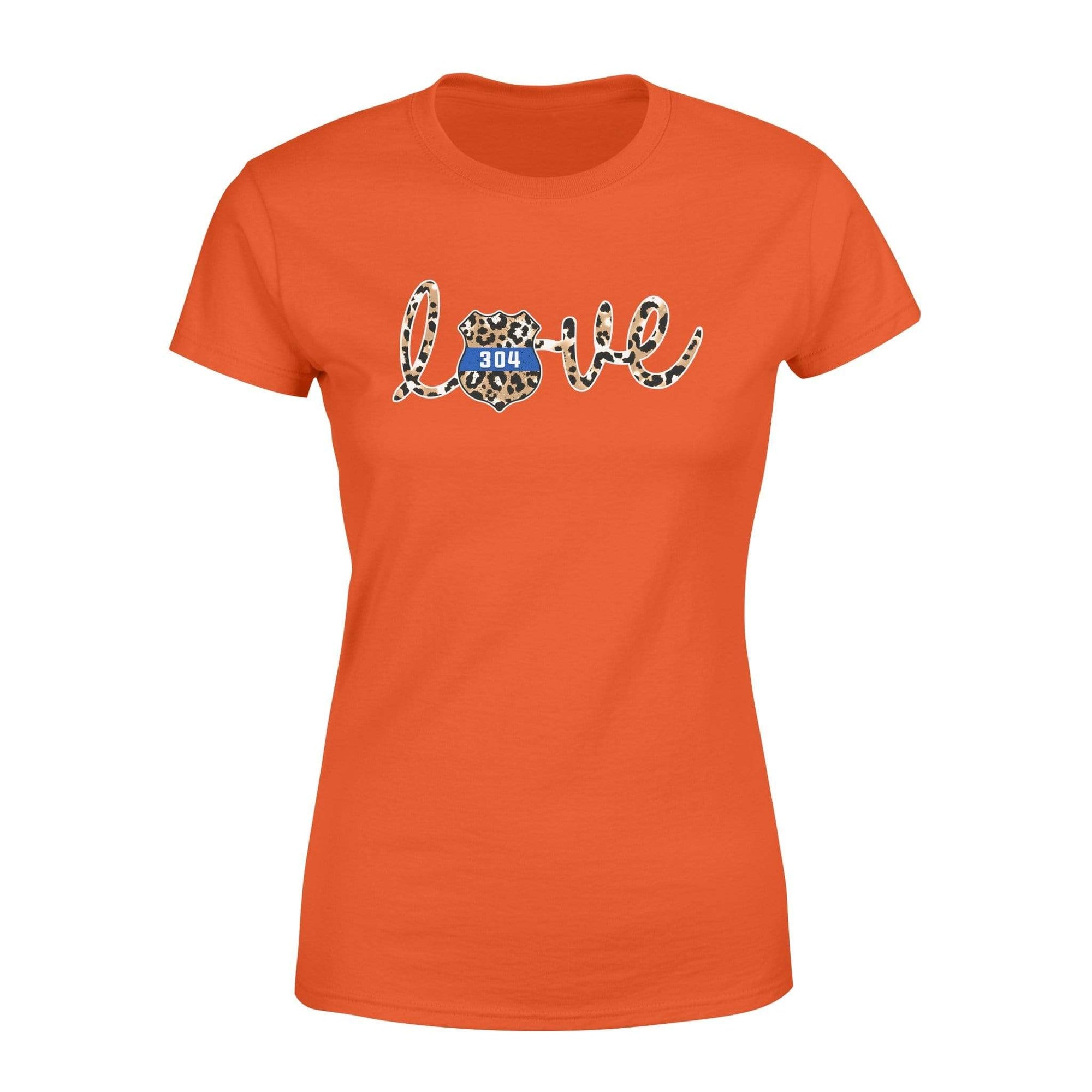 Apparel XS / Orange Personalized Shirt - TBL - Love Police Badge Leopard - Standard Women’s T-shirt - DSAPP