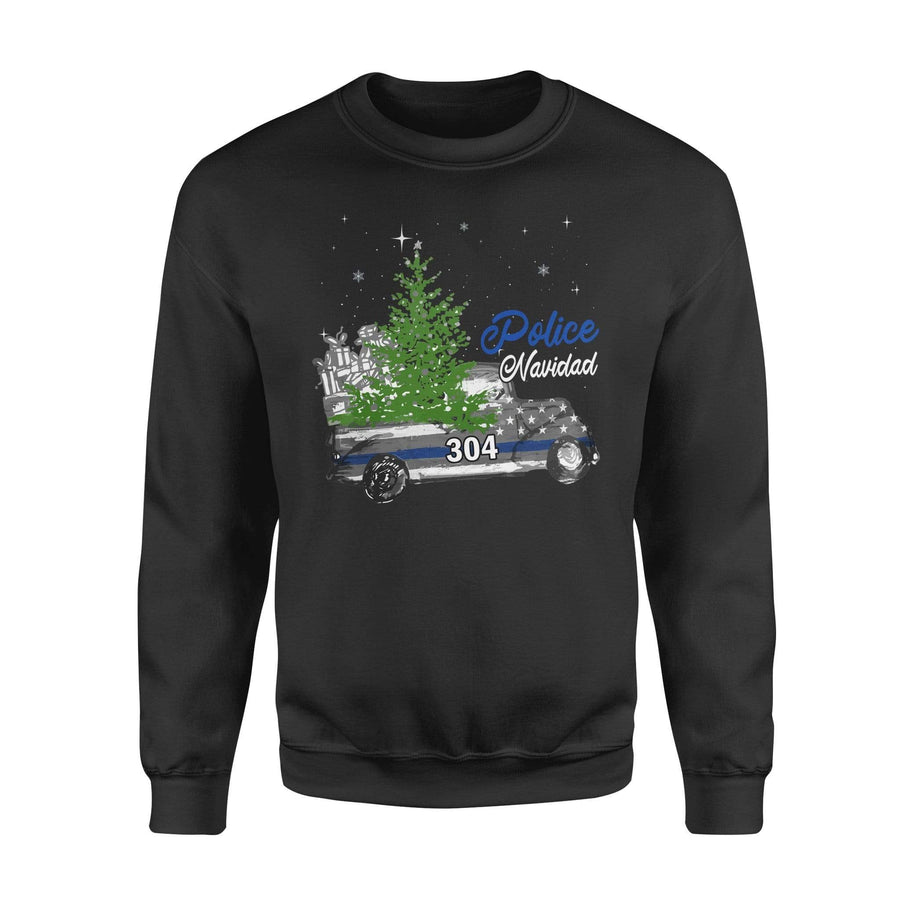 Apparel S / Black Personalized Shirt - TBL - Most Wonderful Time Christmas Truck - Police Navydad - Standard Fleece Sweatshirt - DSAPP