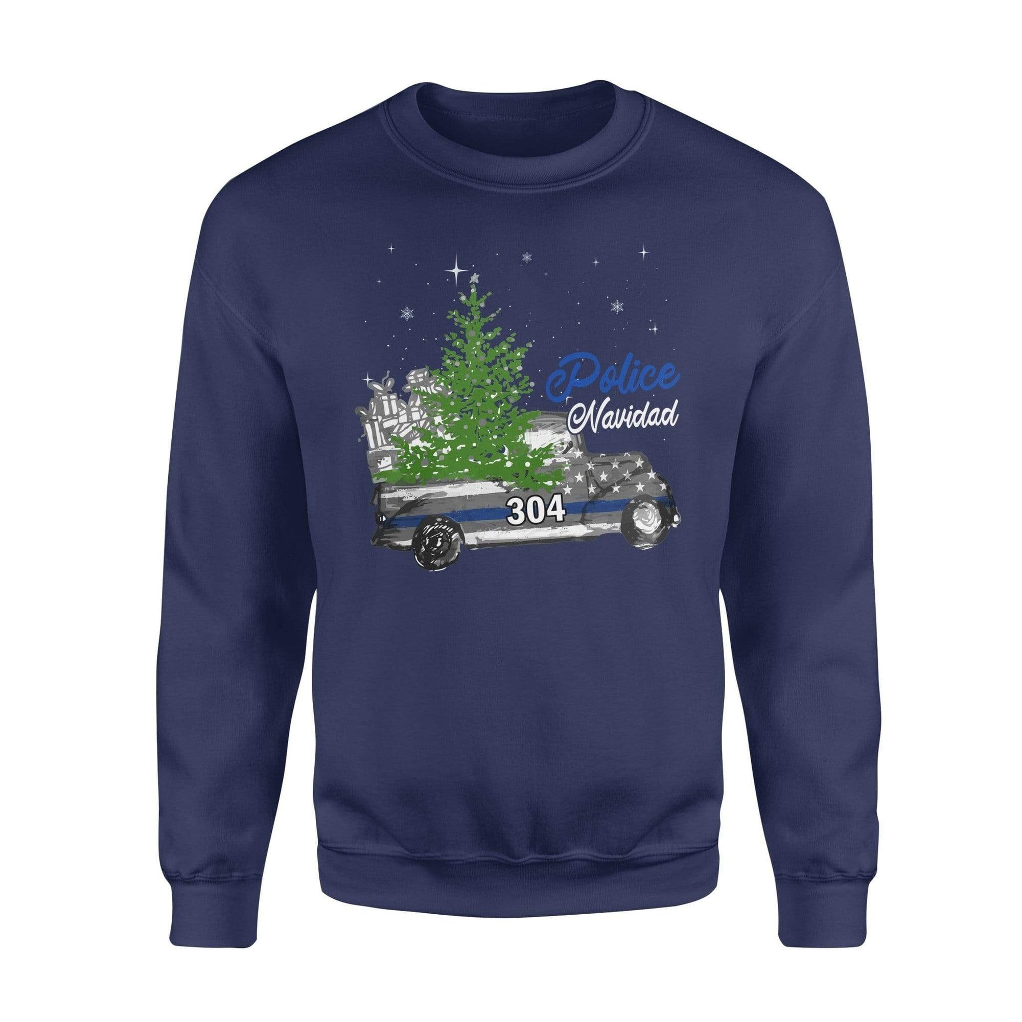 Apparel S / Navy Personalized Shirt - TBL - Most Wonderful Time Christmas Truck - Police Navydad - Standard Fleece Sweatshirt - DSAPP