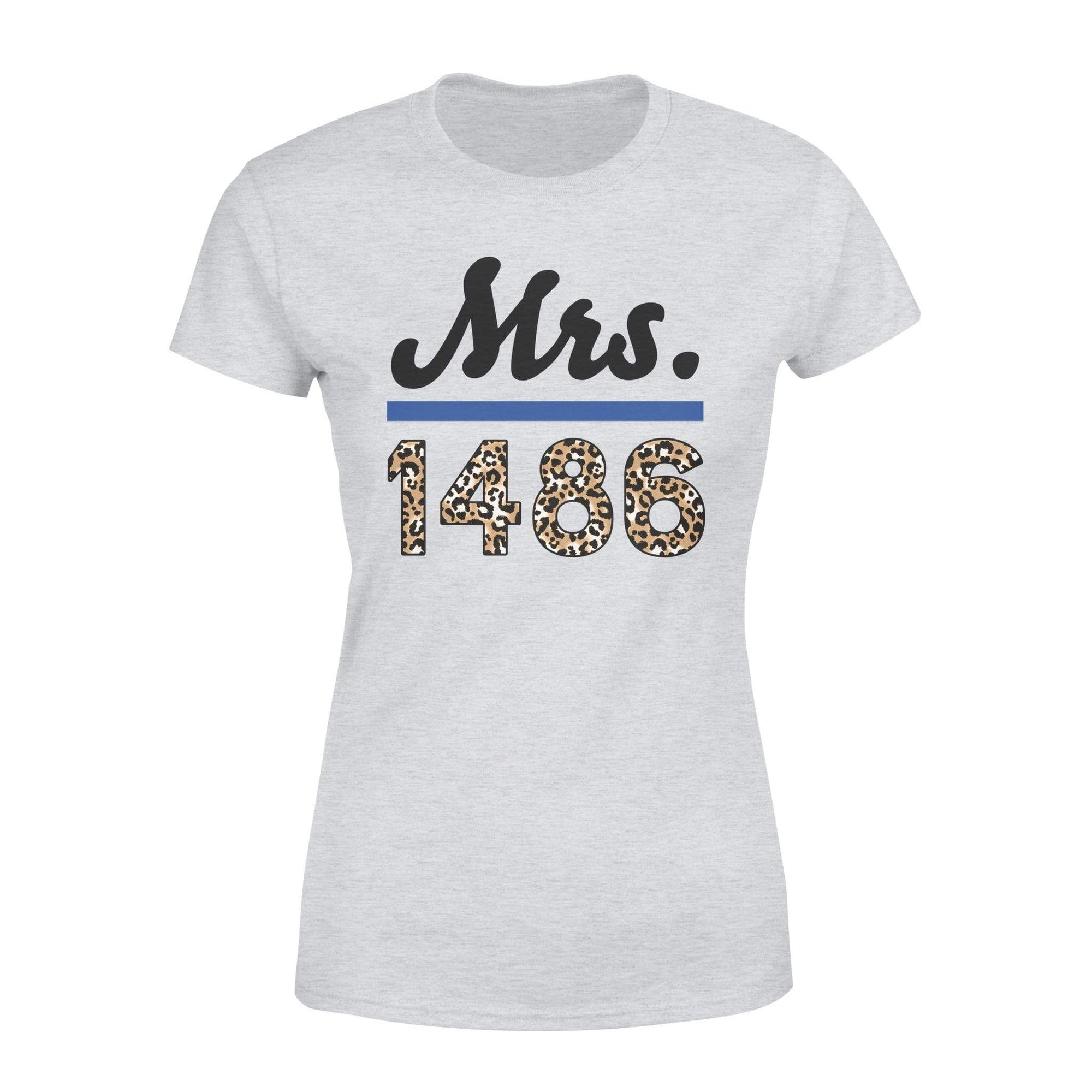 Apparel XS / Heather Grey Personalized Shirt - TBL - Mrs Thin Blue Line - Leopard Pattern -  - DSAPP