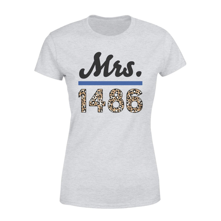 Apparel XS / Heather Grey Personalized Shirt - TBL - Mrs Thin Blue Line - Leopard Pattern -  - DSAPP