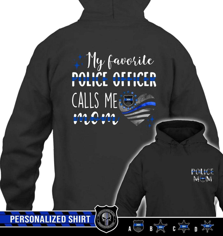 Apparel Personalized Shirt - TBL - My Favorite Police Call Me Moms - Galaxy Flag Heart - Standard Hoodie - DSAPP