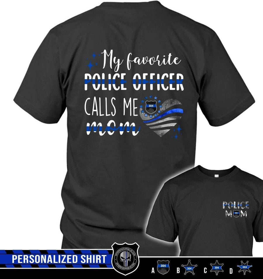 Apparel Personalized Shirt - TBL - My Favorite Police Call Me Moms - Galaxy Flag Heart - Standard T-shirt - DSAPP
