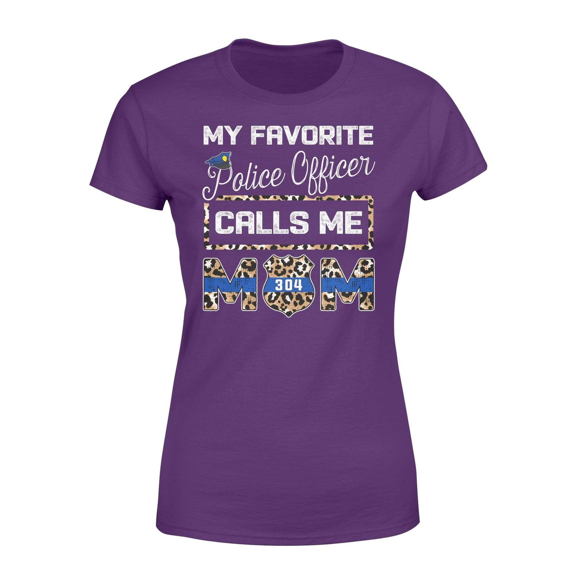 Apparel XS / Purple Personalized Shirt - TBL - My Favorite Police Officer Calls Me Mom - Leopard - Standard Women's T-shirt - DSAPP