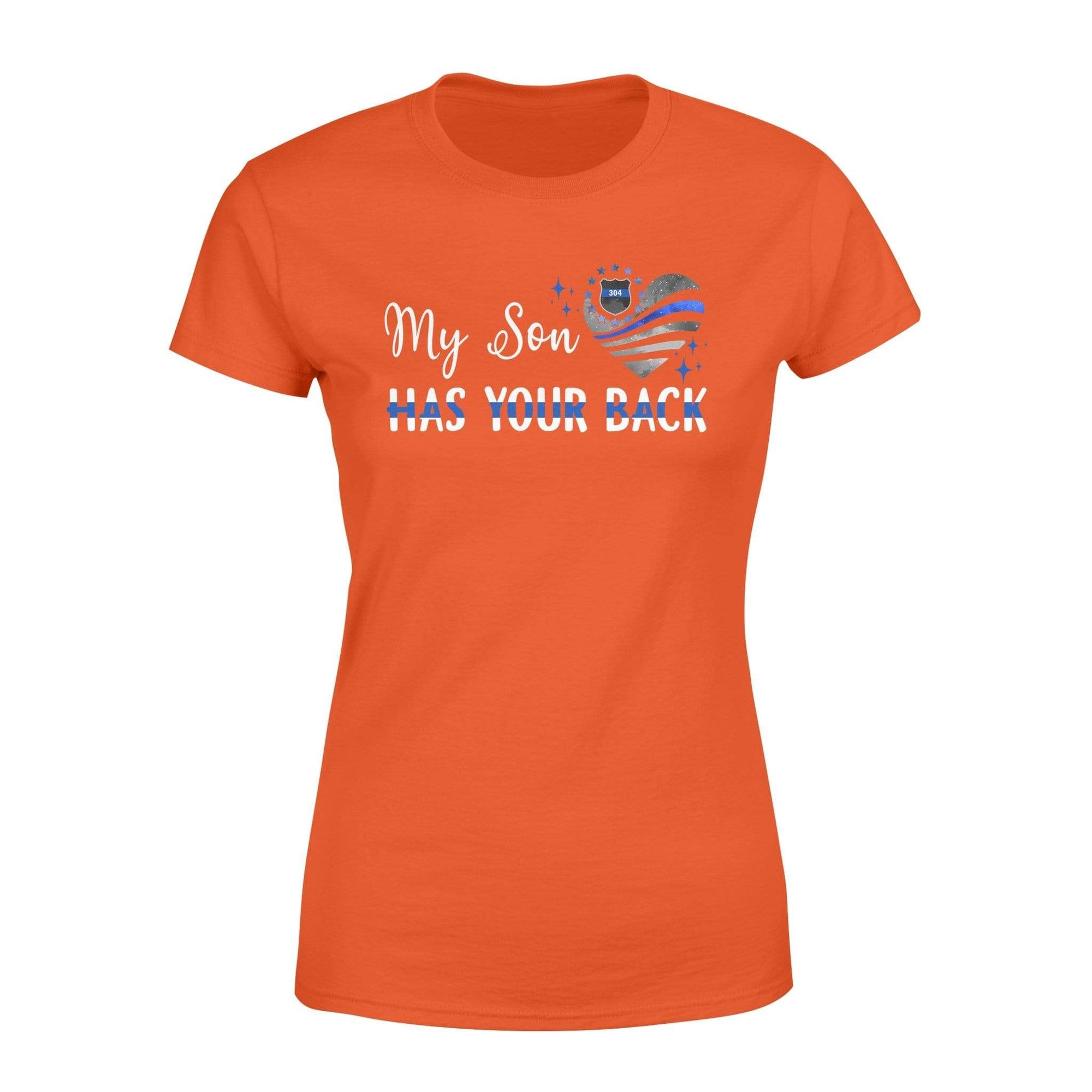 Apparel XS / Orange Personalized Shirt - TBL - My Son Has Your Back - Galaxy Flag Heart - Standard Women's T-shirt - DSAPP