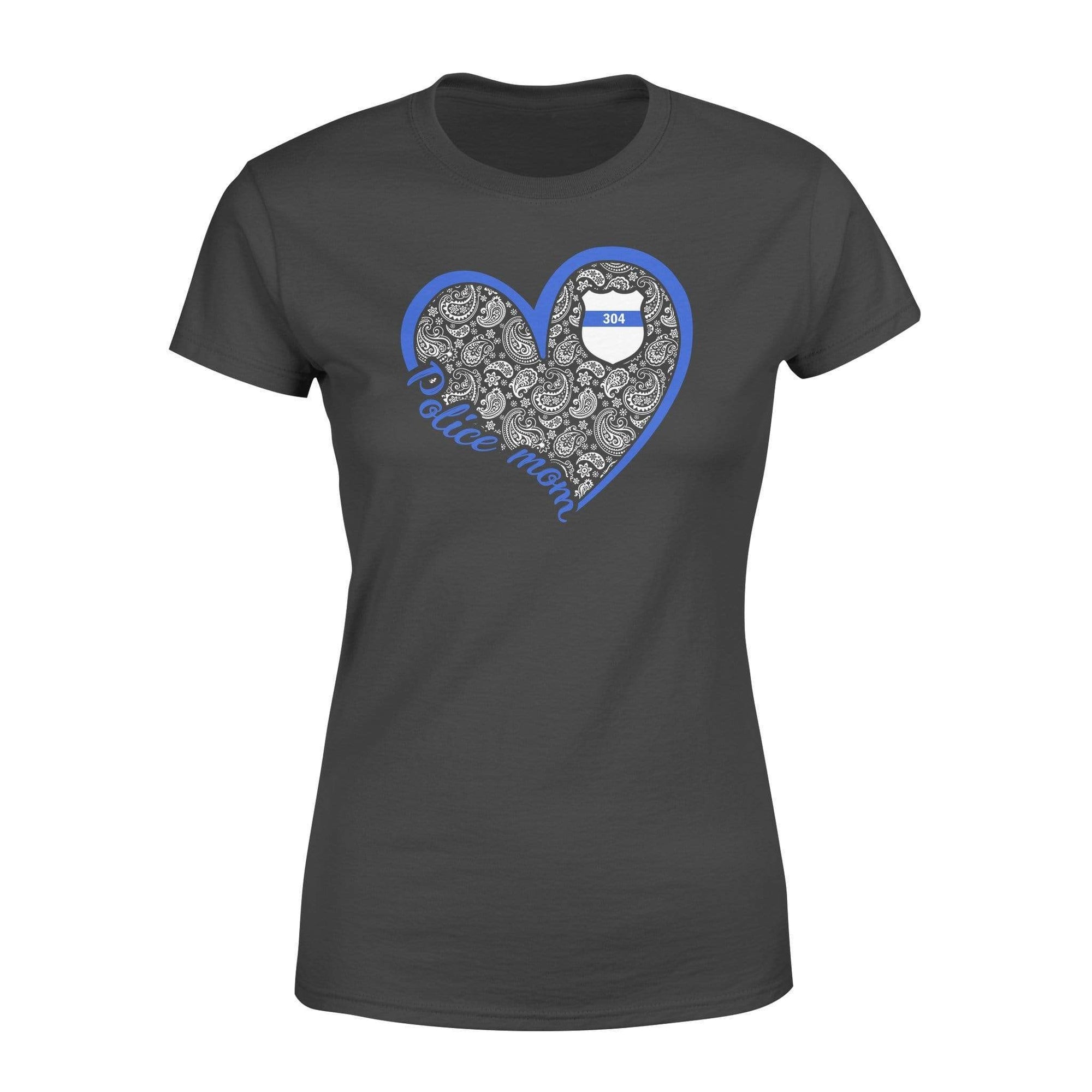 Apparel XS / Black Personalized Shirt - TBL - Police Mom Heart 3 - 4 Paisley  - Standard Women's T-shirt - DSAPP