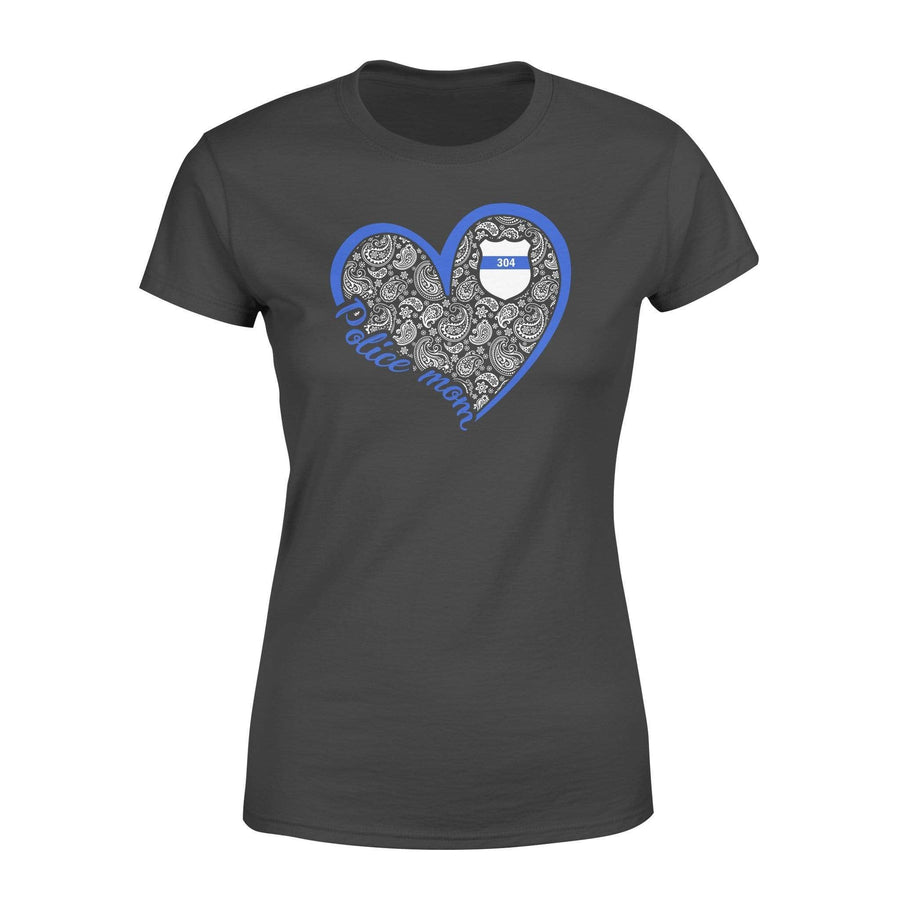 Apparel XS / Black Personalized Shirt - TBL - Police Mom Heart 3 - 4 Paisley  - Standard Women's T-shirt - DSAPP