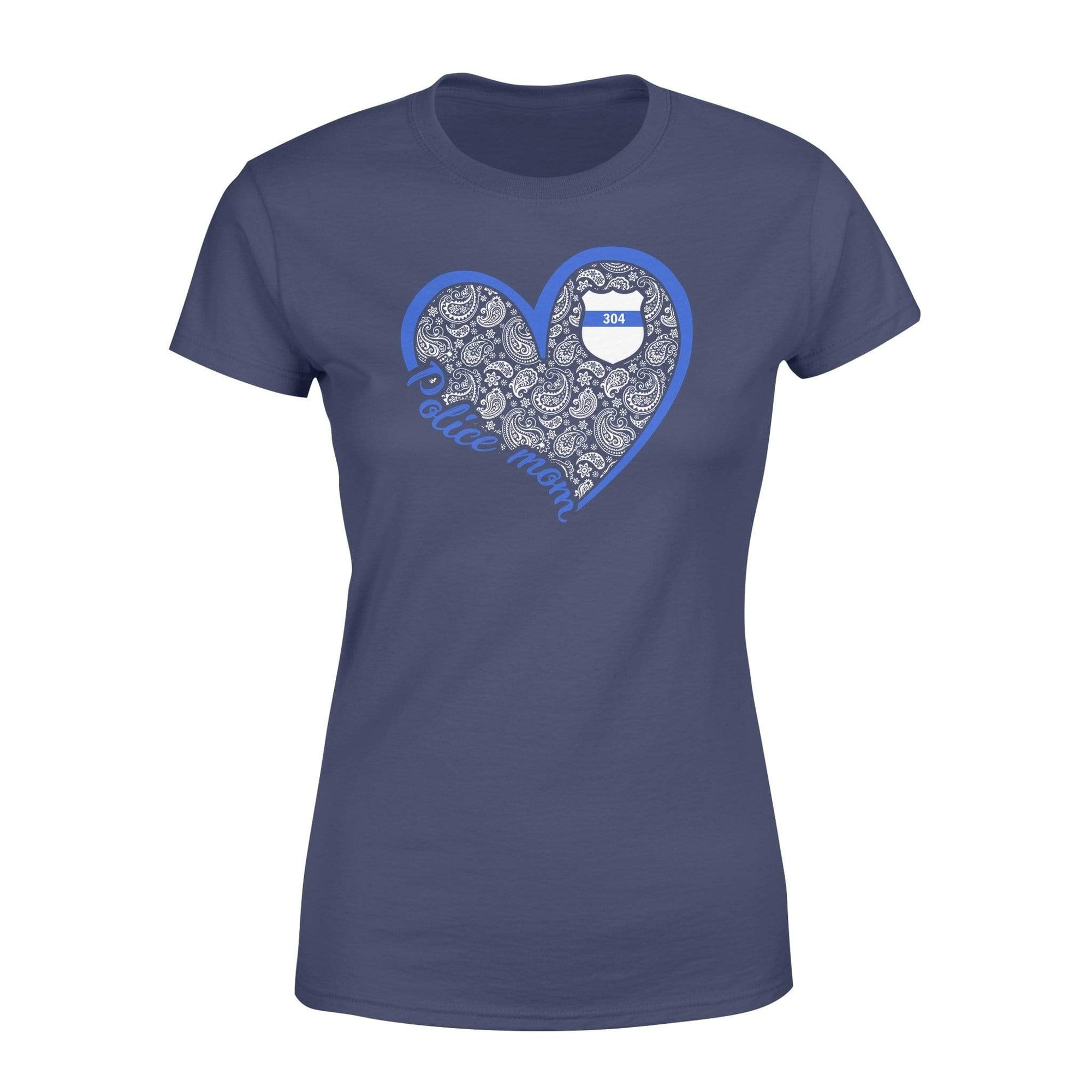 Apparel XS / Navy Personalized Shirt - TBL - Police Mom Heart 3 - 4 Paisley  - Standard Women's T-shirt - DSAPP
