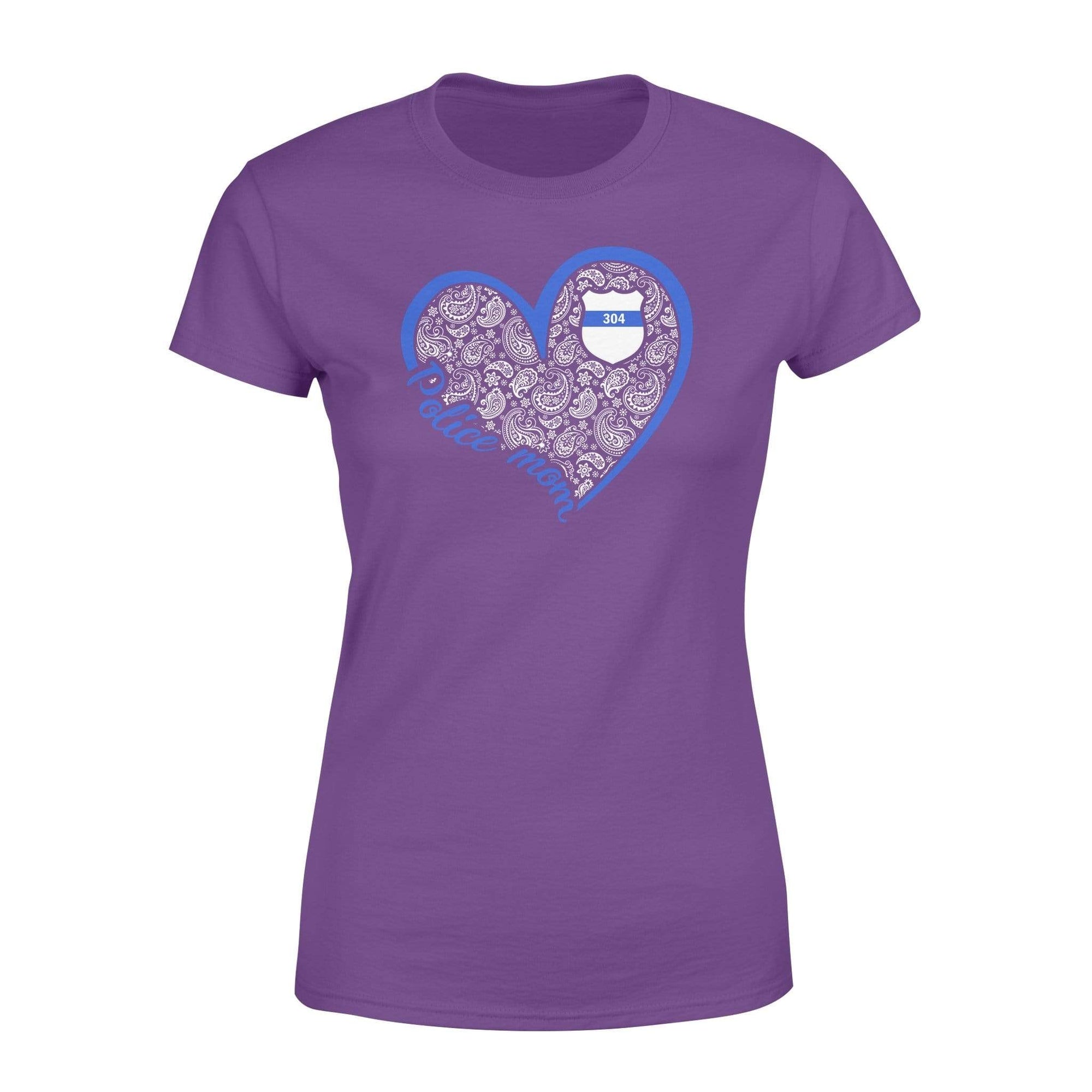 Apparel XS / Purple Personalized Shirt - TBL - Police Mom Heart 3 - 4 Paisley  - Standard Women's T-shirt - DSAPP