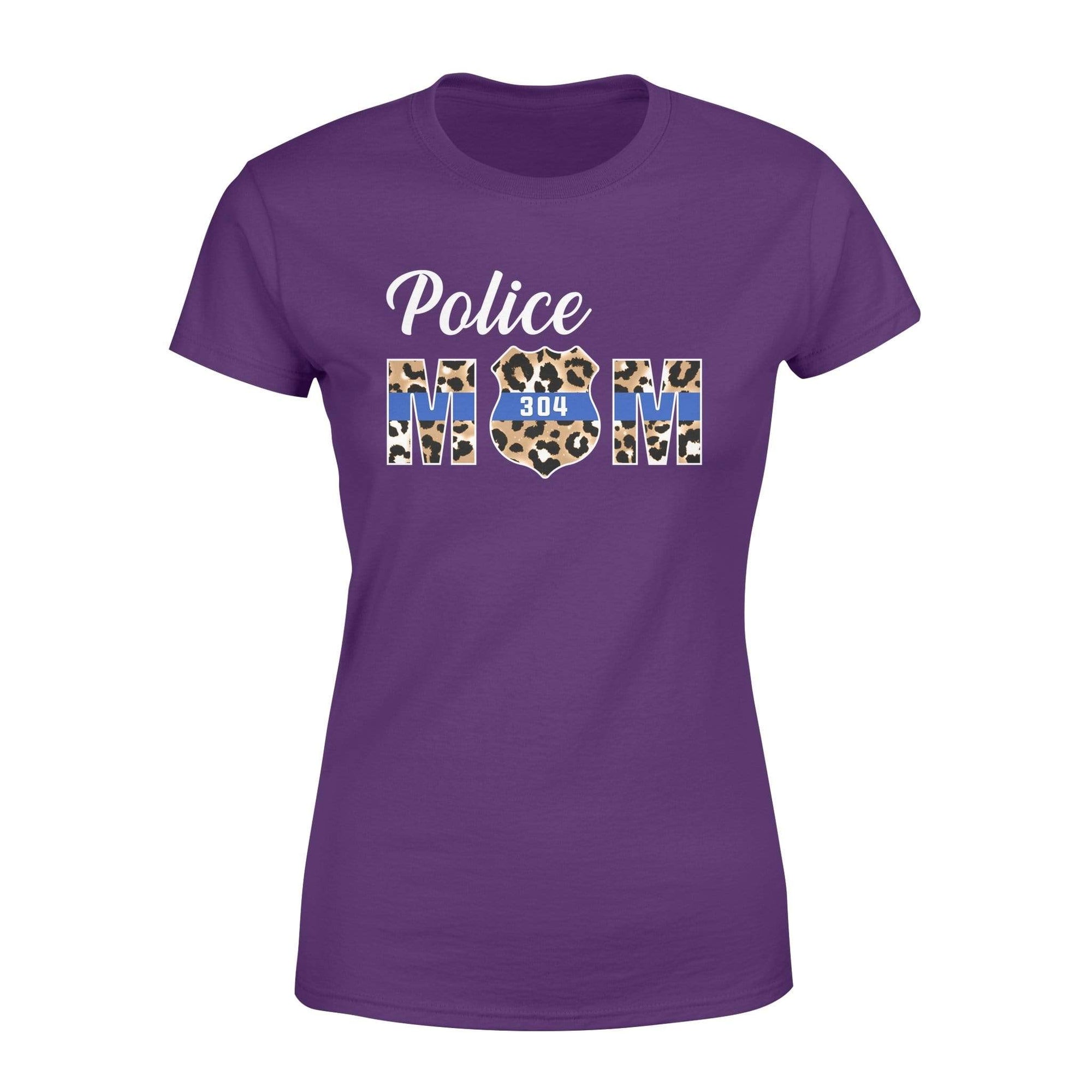 Apparel XS / Purple Personalized Shirt - TBL - Police Mom - Leopard Shirt - Standard Women’s T-shirt - DSAPP