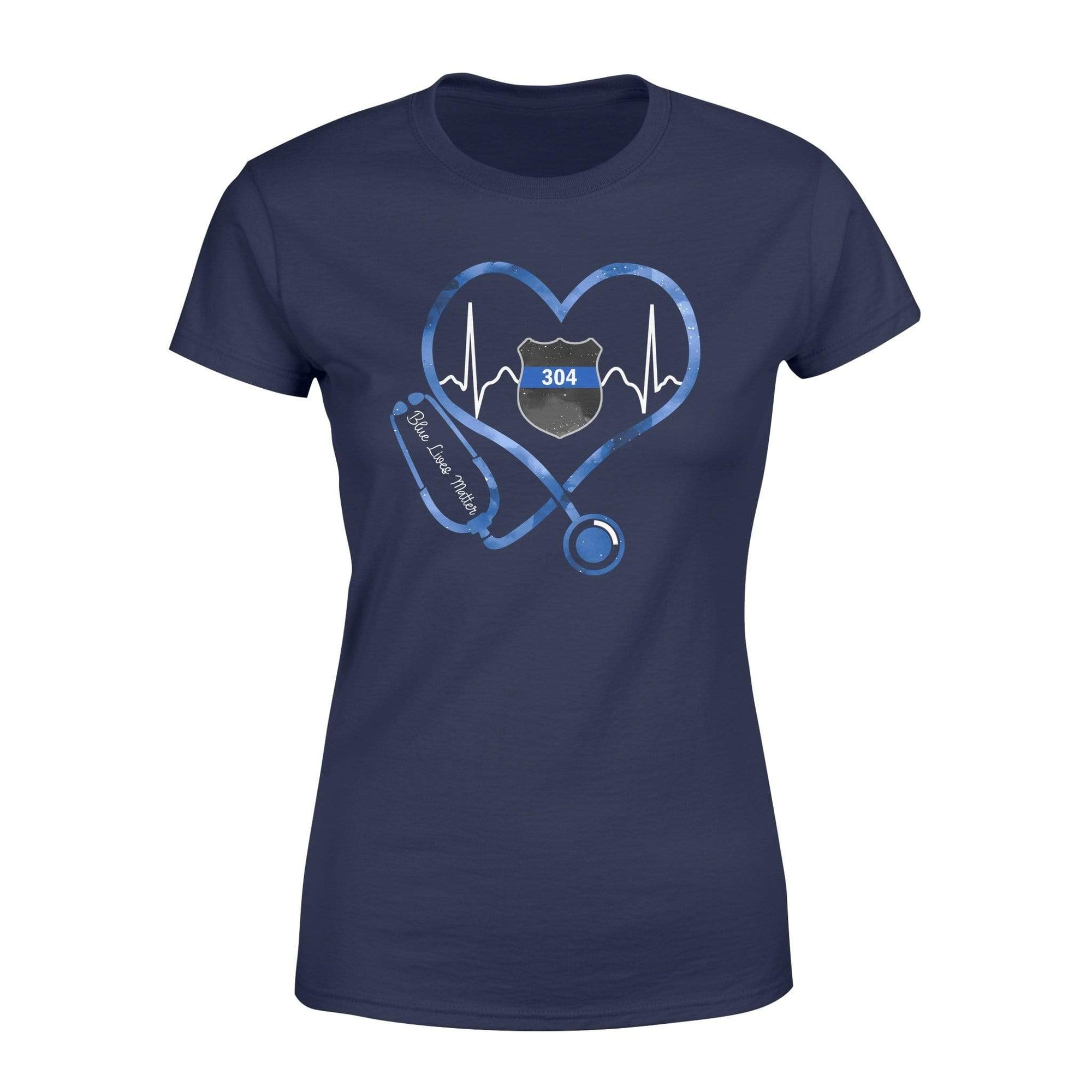 Apparel XS / Navy Personalized Shirt - TBL - Police x Nurse - Heart Stethoscope - Standard Women’s T-shirt - DSAPP