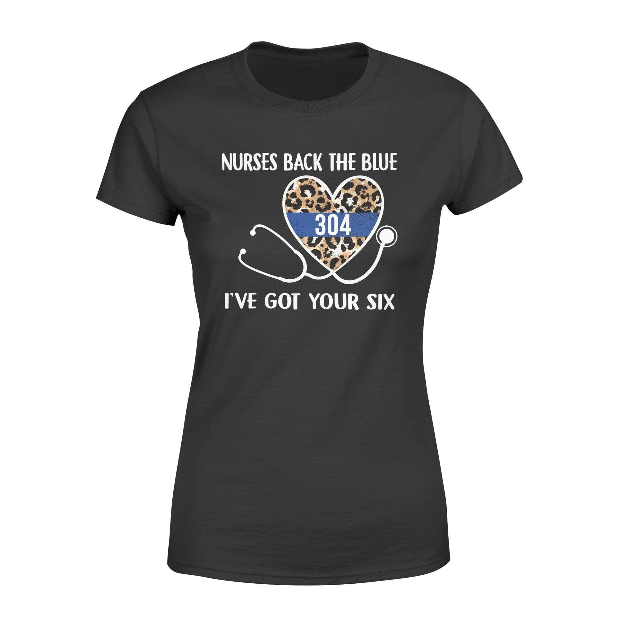 Apparel XS / Black Personalized Shirt - TBL - Police x Nurse - Nurses Back The Blue Leopard - Standard Women’s T-shirt - DSAPP