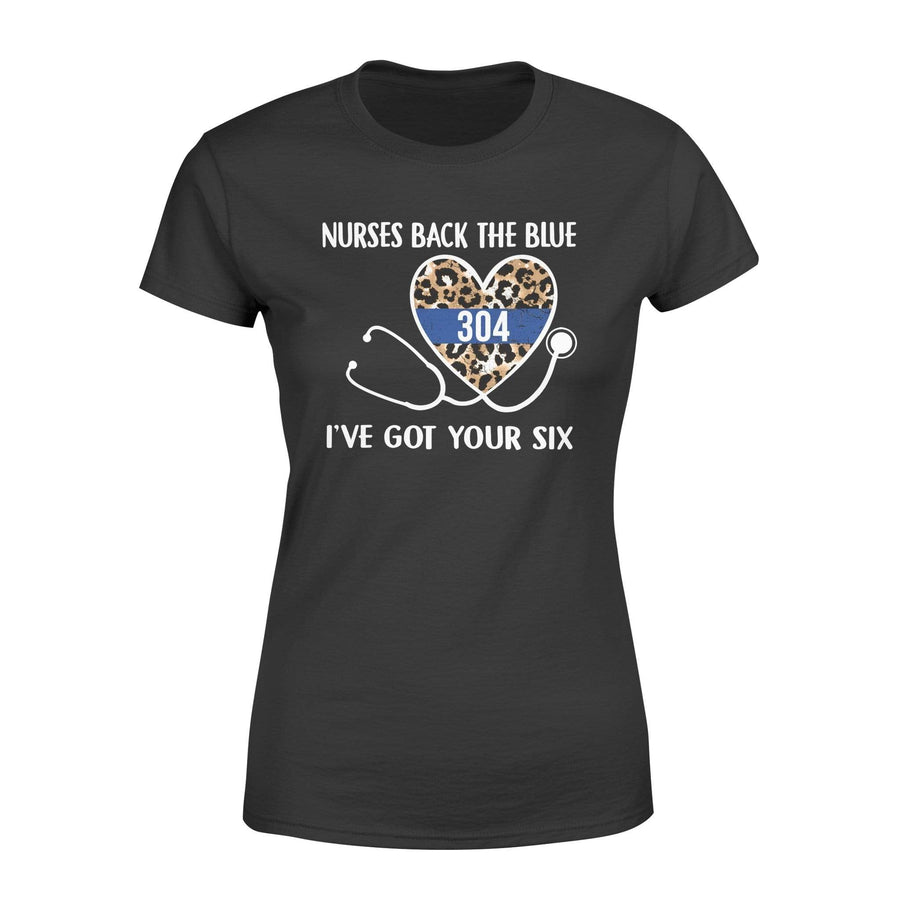 Apparel XS / Black Personalized Shirt - TBL - Police x Nurse - Nurses Back The Blue Leopard - Standard Women’s T-shirt - DSAPP