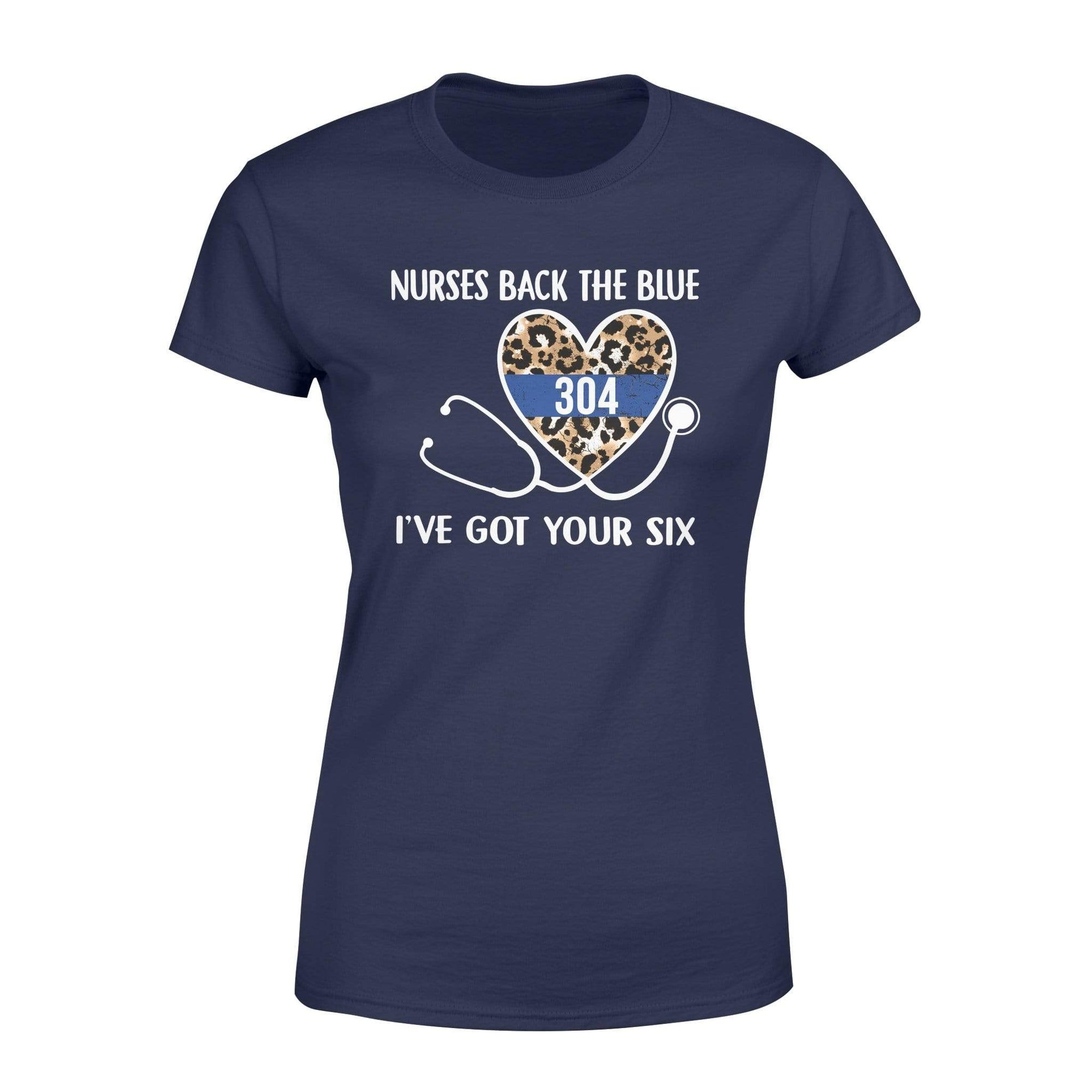 Apparel XS / Navy Personalized Shirt - TBL - Police x Nurse - Nurses Back The Blue Leopard - Standard Women’s T-shirt - DSAPP