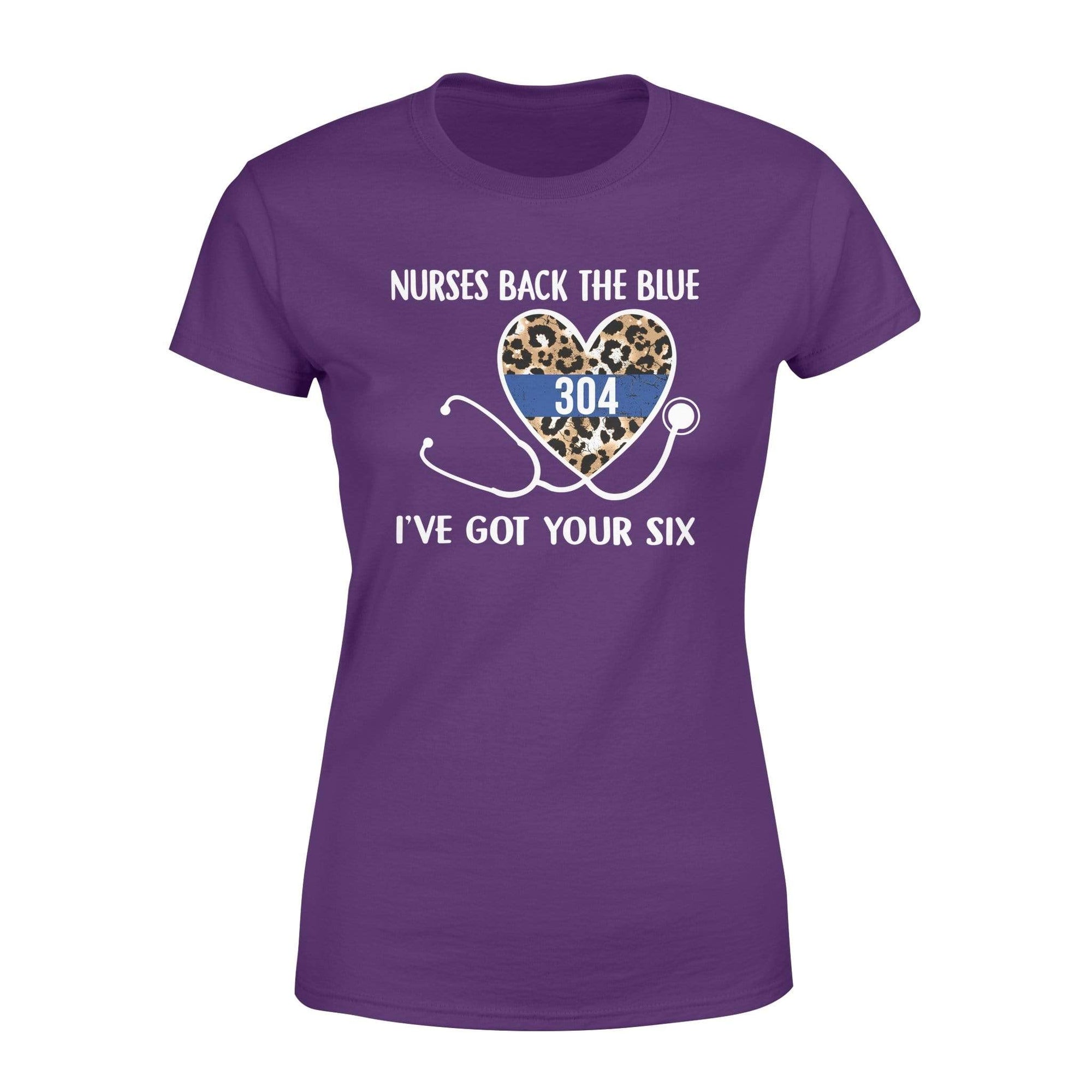 Apparel XS / Purple Personalized Shirt - TBL - Police x Nurse - Nurses Back The Blue Leopard - Standard Women’s T-shirt - DSAPP
