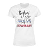Rockin The Teacher And Police Wife Life Checkered Pattern Personalized Women T-Shirt
