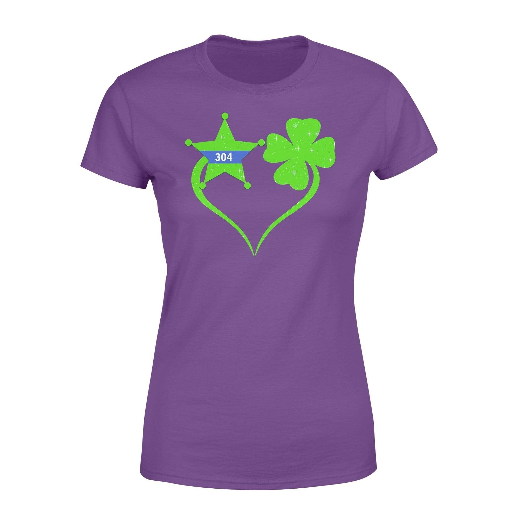 St Patrick Day Shamrock Heart Police Badge Personalized Women T-Shirt