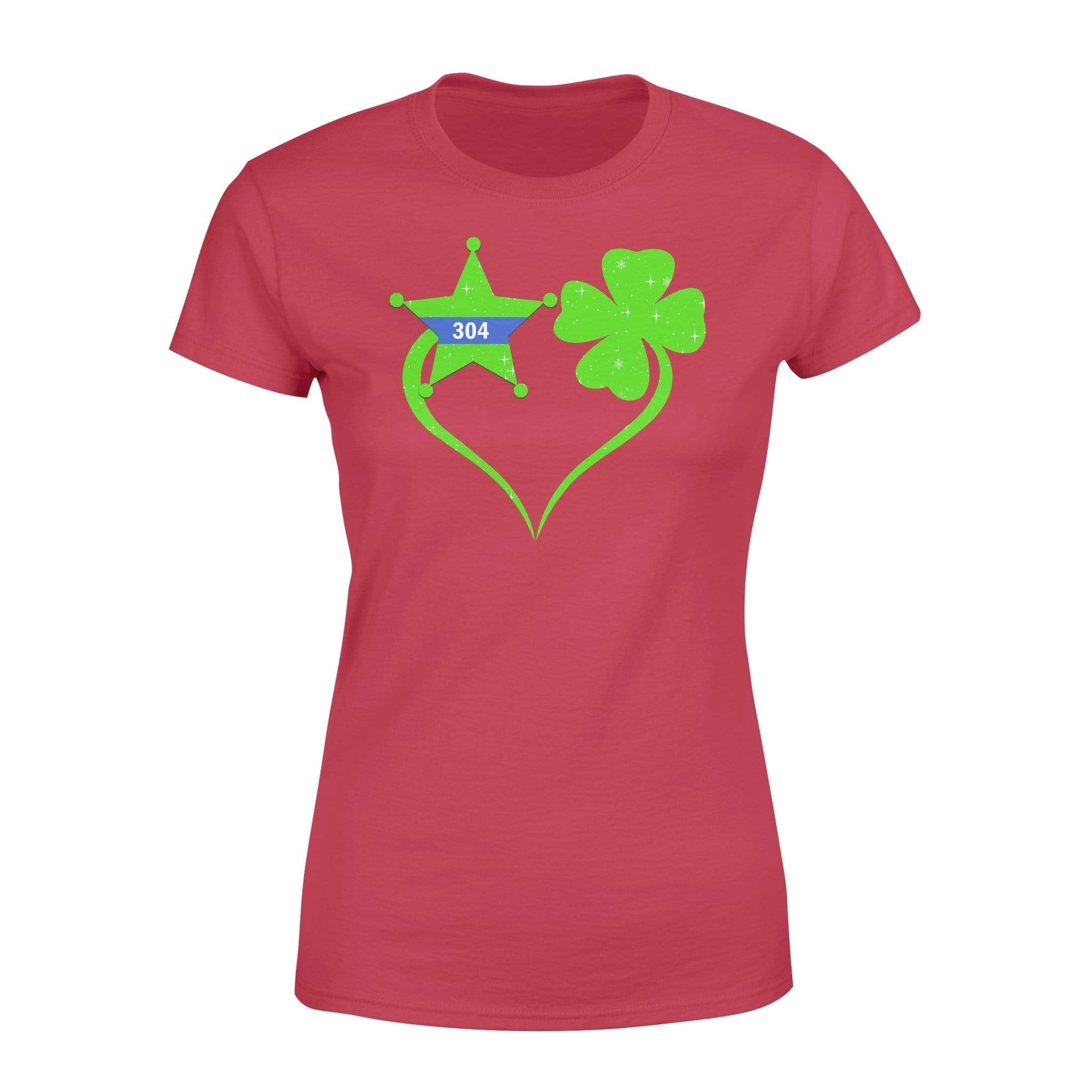 St Patrick Day Shamrock Heart Police Badge Personalized Women T-Shirt