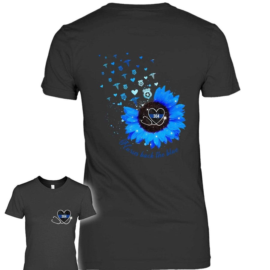 Apparel XS / Black Personalized Shirt - TBL x Nurse - Nurses Back The Blue - Standard Women's T-shirt - DSAPP