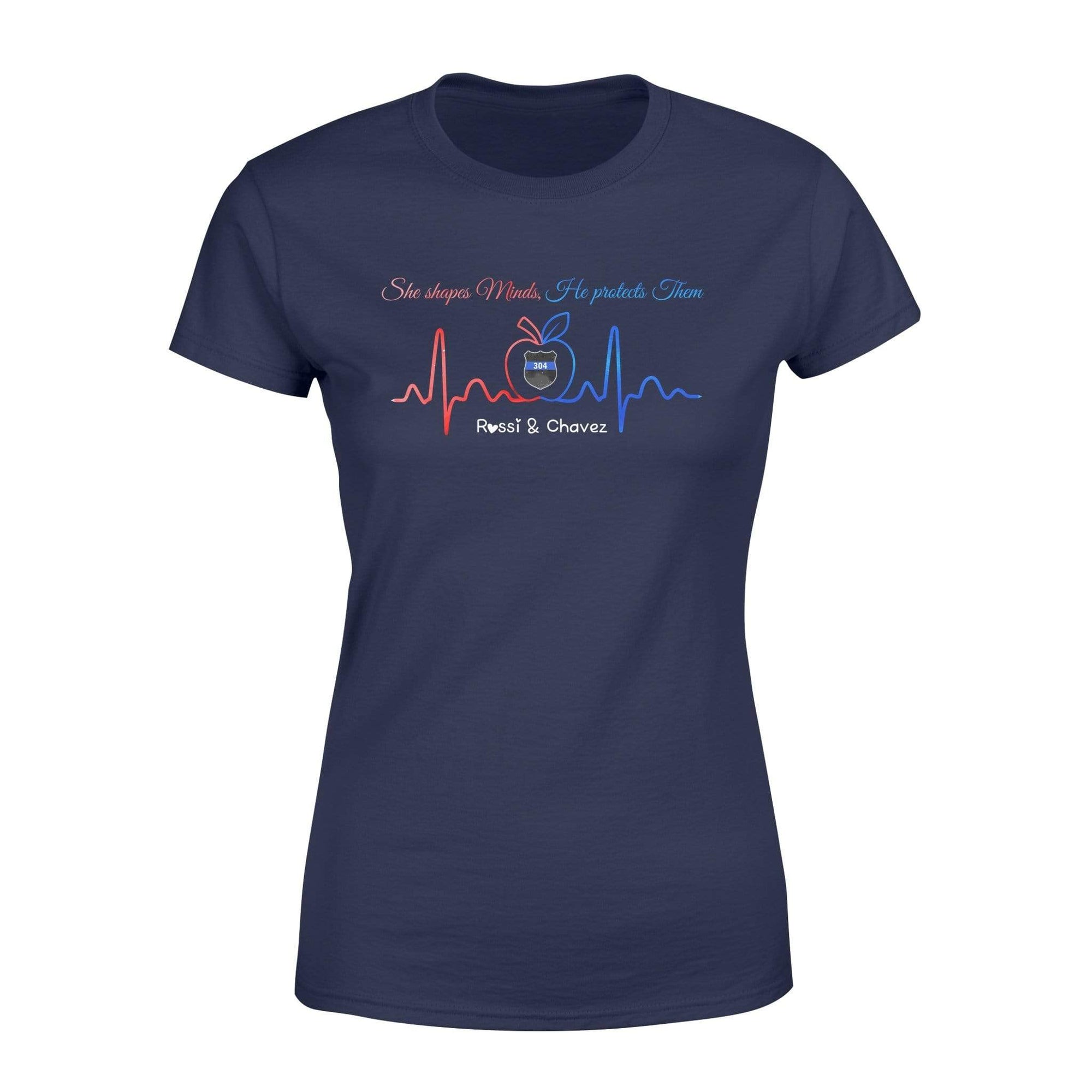 Apparel XS / Navy Personalized Shirt - TBL x Teacher - Apple Heartbeat Shape Protect Shirt - Standard Women's T-shirt - DSAPP