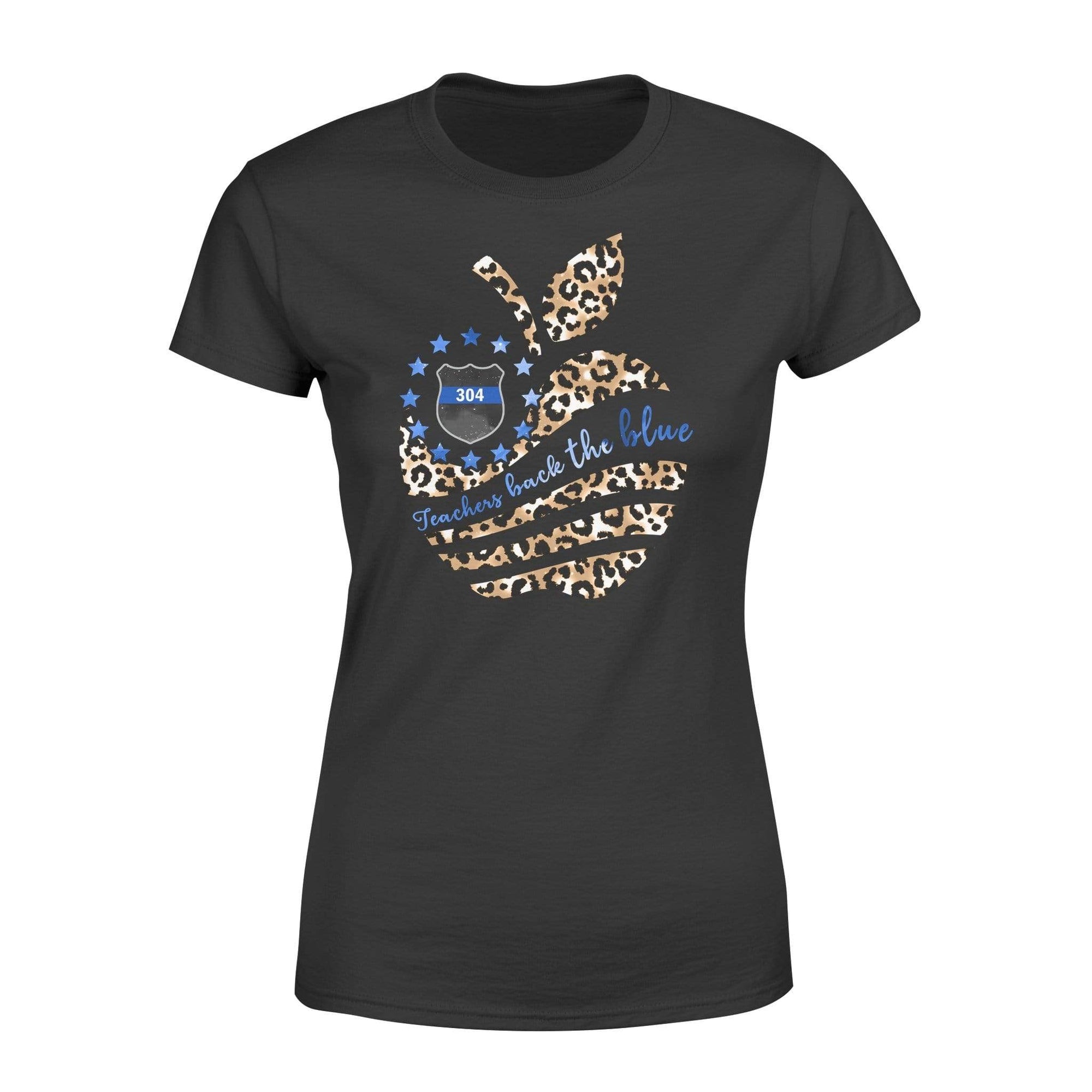 Apparel XS / Black Personalized Shirt - TBL x Teacher - Leopard Flag Apple - Standard Women’s T-shirt - DSAPP