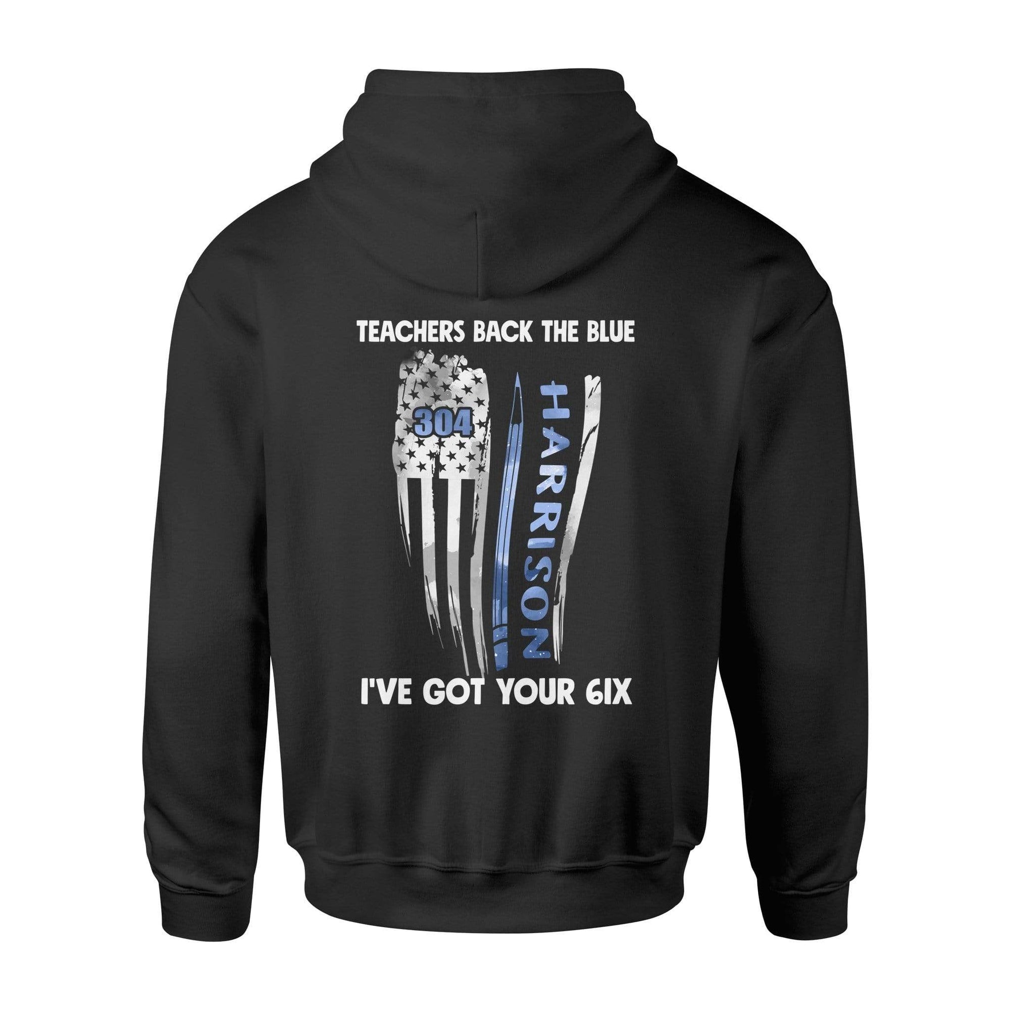 Apparel S / Black Personalized Shirt - Teachers Back The Blue Distressed Flag - DSAPP