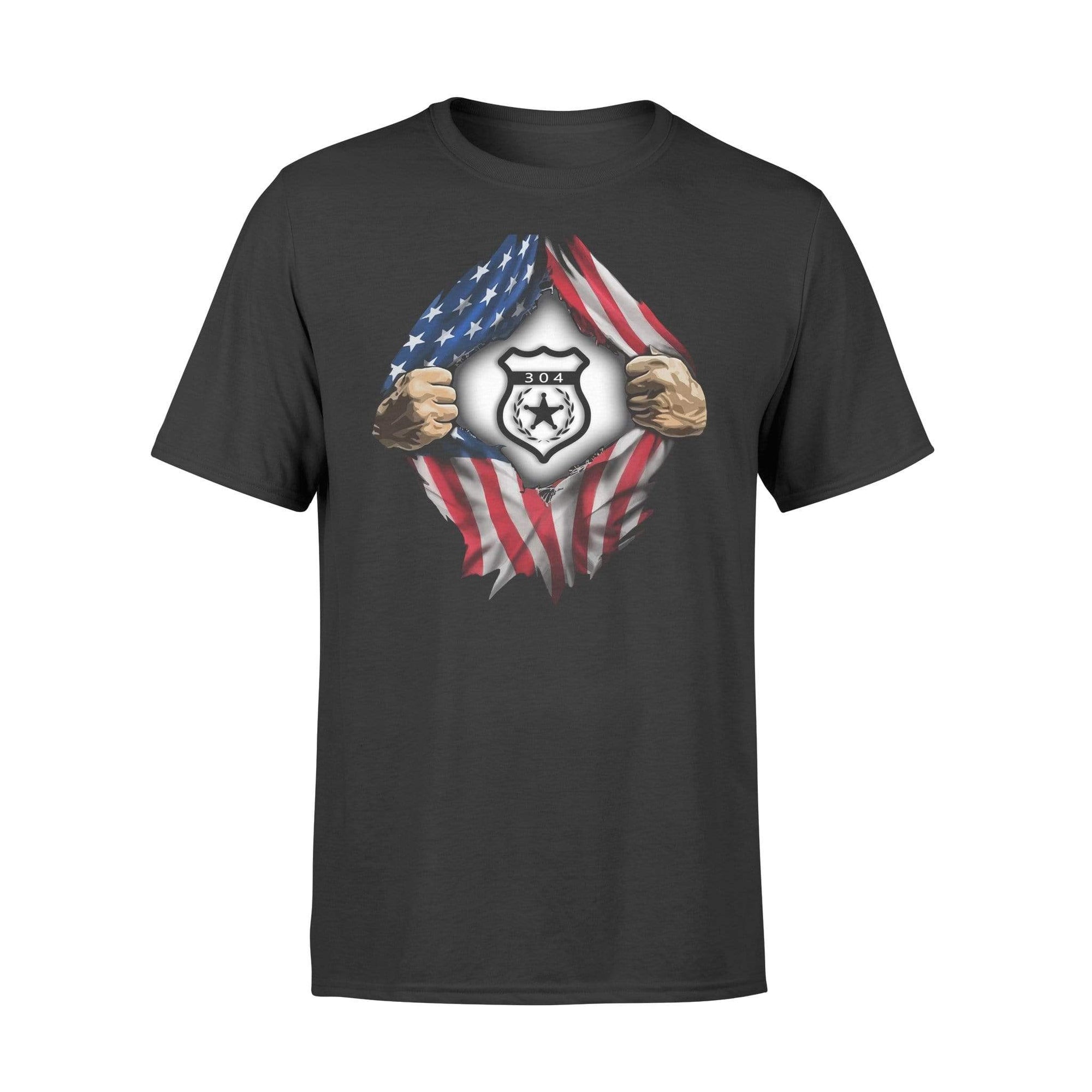Apparel S / Black Personalized Shirt - Tearing Nation Flag - Police Badge - DSAPP
