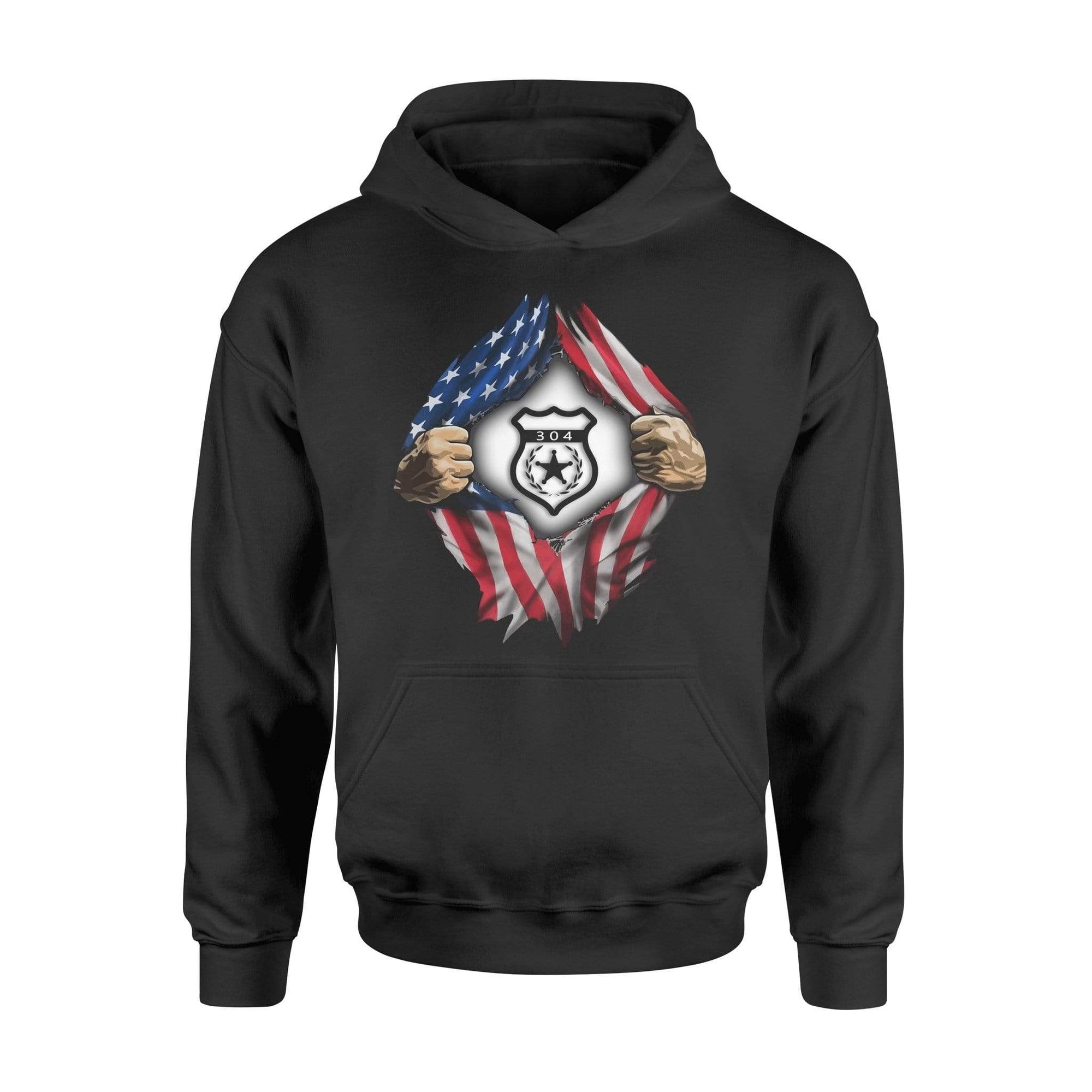 Apparel S / Black Personalized Shirt - Tearing Nation Flag - Police Badge - DSAPP