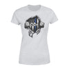 Apparel XS / Grey Personalized Shirt - Tearing - Thin Blue Line Flag - Standard Women's T-shirt