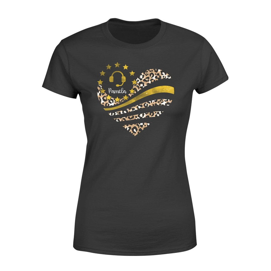 Apparel XS / Black Personalized SHirt- TGL- Leopard Heart Shirt - Standard Women’s T-shirt - DSAPP