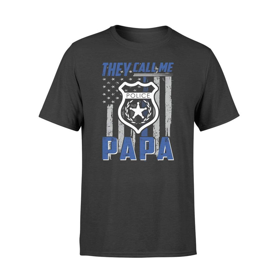 Apparel S / Black Personalized Shirt - They Call Me Papa Thin Blue Line Flag - DSAPP