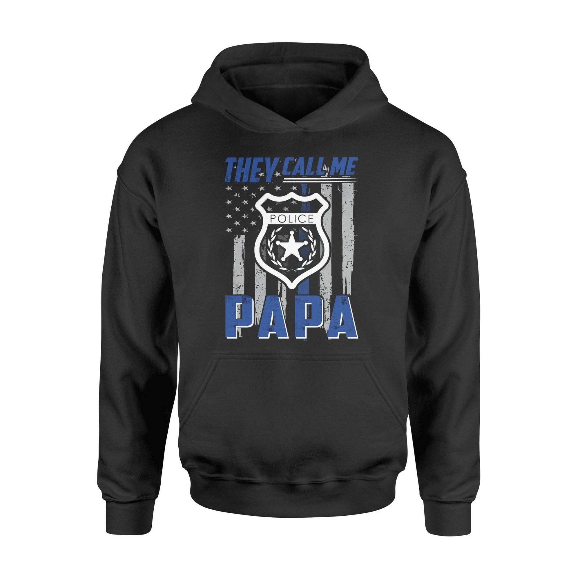 Apparel S / Black Personalized Shirt - They Call Me Papa Thin Blue Line Flag - DSAPP