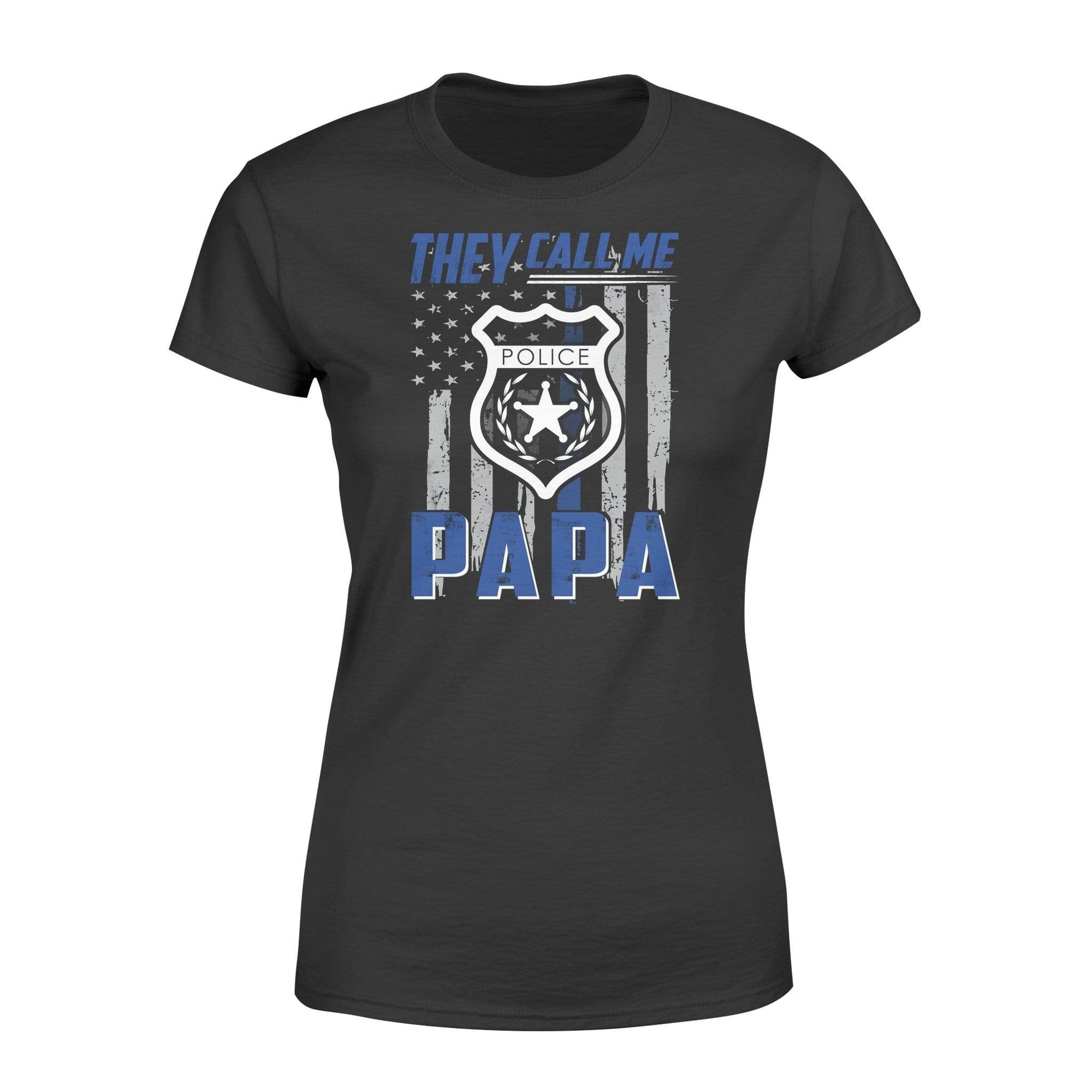 Apparel XS / Black Personalized Shirt - They Call Me Papa Thin Blue Line Flag - DSAPP