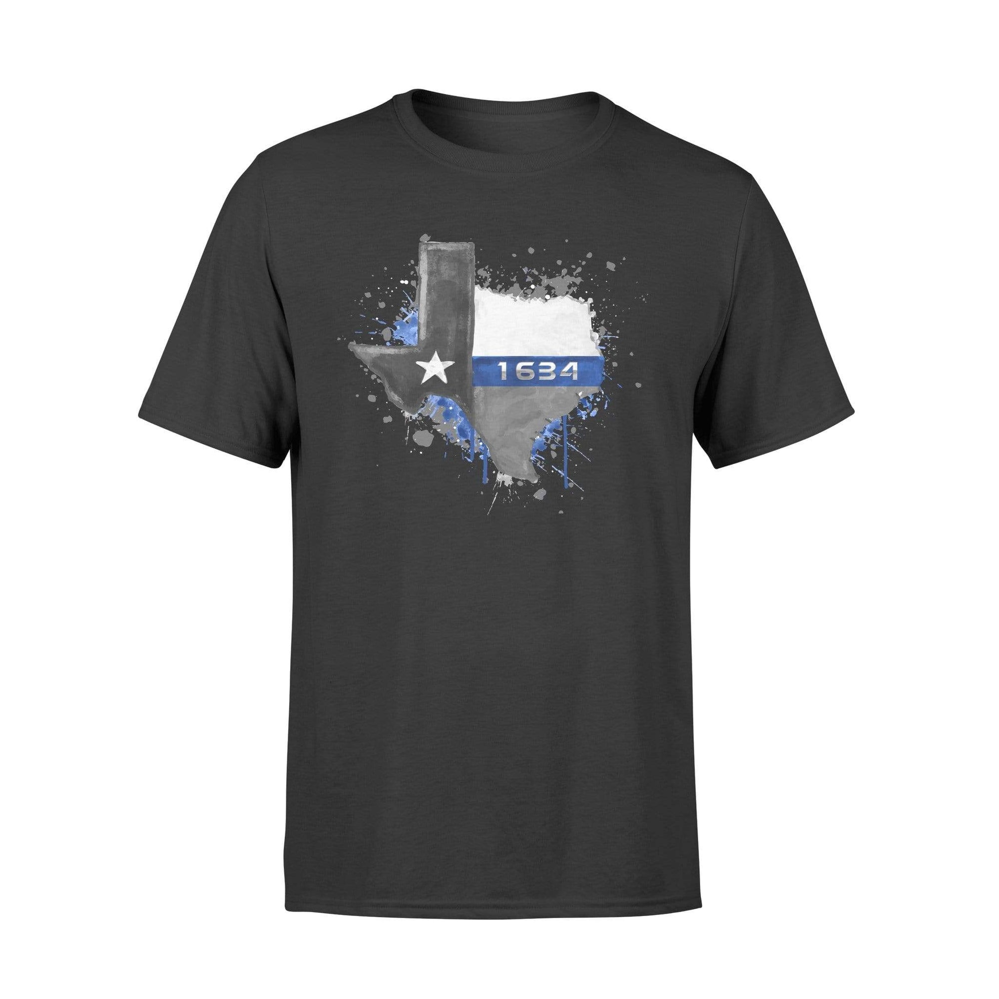 Apparel S / Black Personalized Shirt - Thin Blue Line Color Drop State Map - Texas - DSAPP