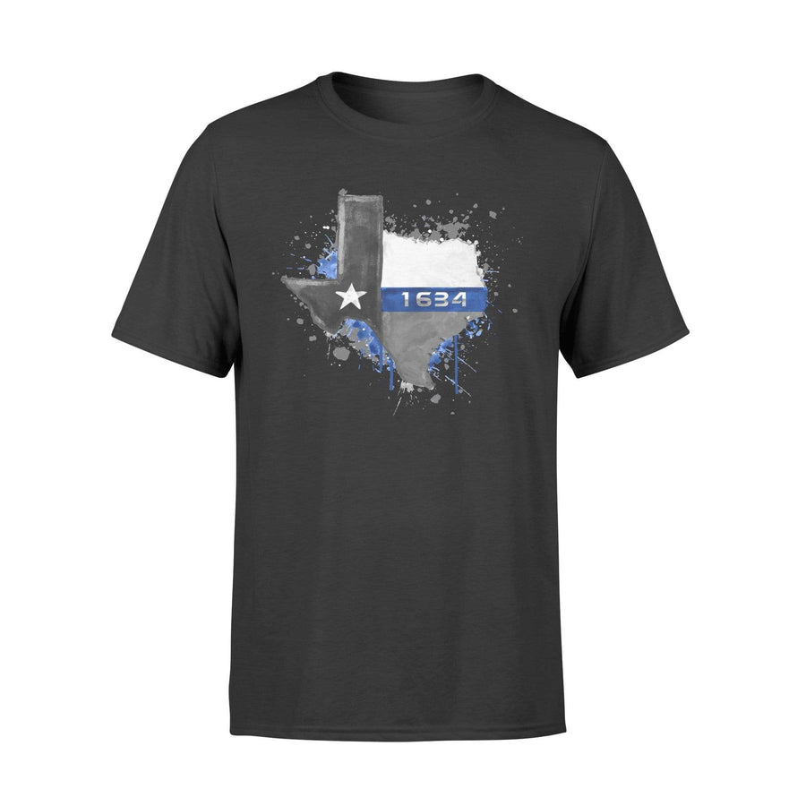 Apparel S / Black Personalized Shirt - Thin Blue Line Color Drop State Map - Texas - DSAPP