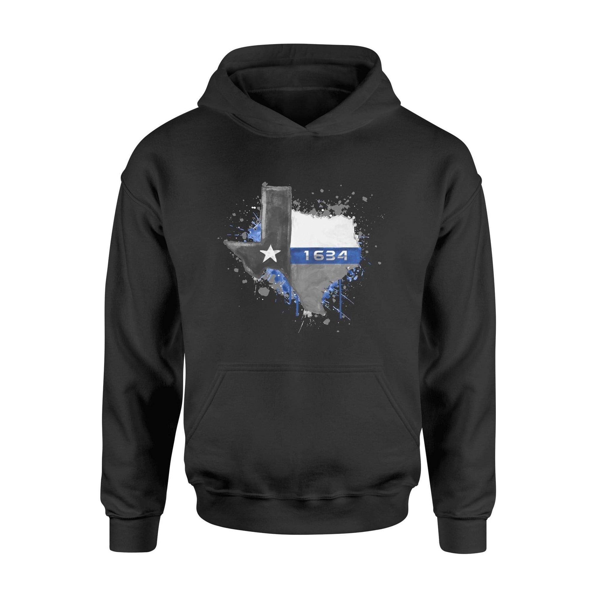 Apparel S / Black Personalized Shirt - Thin Blue Line Color Drop State Map - Texas - DSAPP