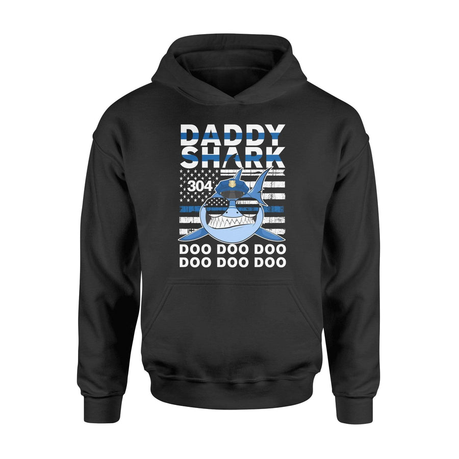 Apparel S / Black Personalized Shirt - Thin Blue Line - Daddy Shark - Badge Number - DSAPP