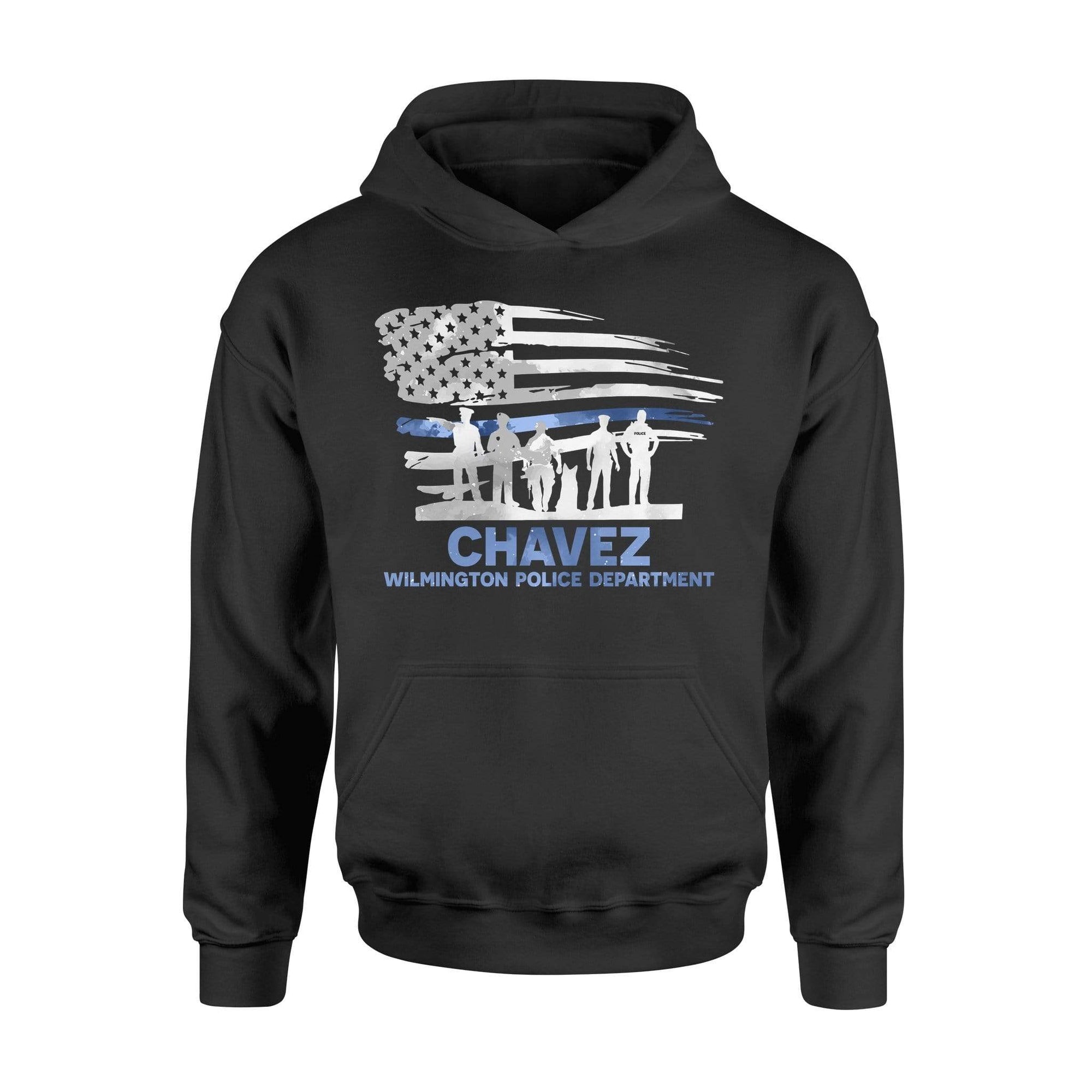 Apparel S / Black Personalized Shirt - Thin Blue Line Distressed Horizontal Flag - DSAPP