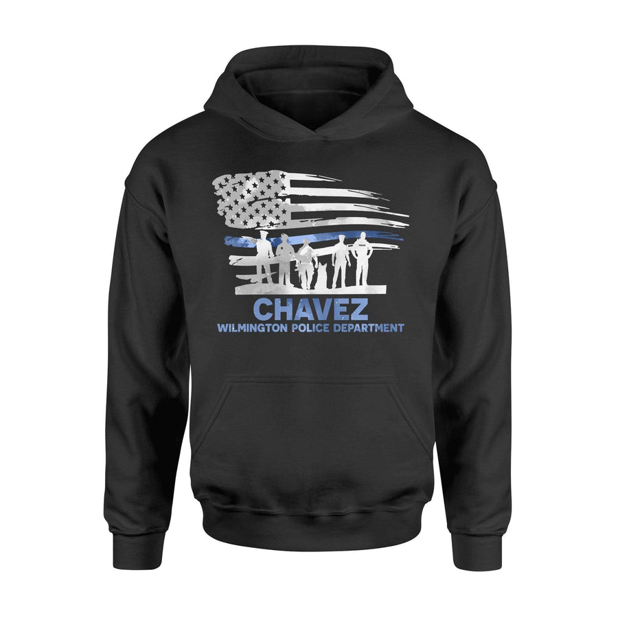 Apparel S / Black Personalized Shirt - Thin Blue Line Distressed Horizontal Flag - DSAPP