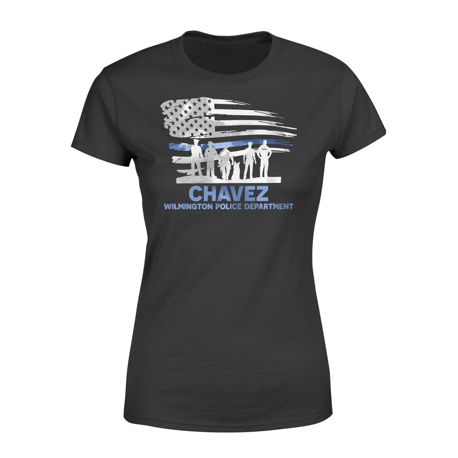 Apparel XS / Black Personalized Shirt - Thin Blue Line Distressed Horizontal Flag - DSAPP