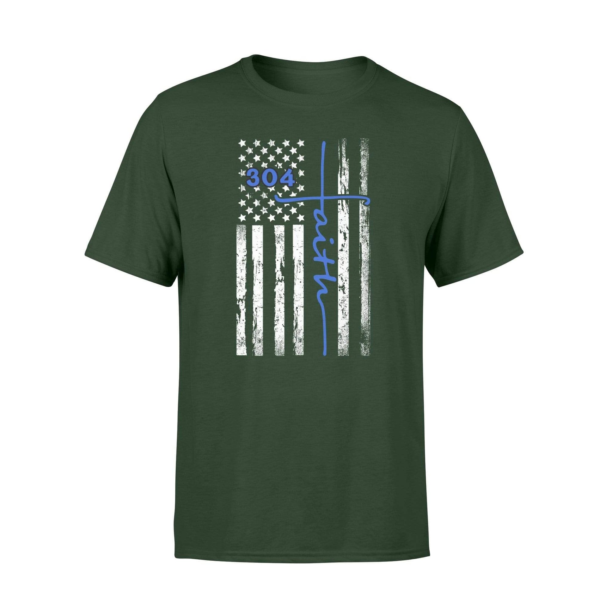 Apparel S / Forest Personalized Shirt - Thin Blue Line Flag - Faith In Cross Shape - Standard T-shirt - DSAPP