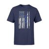 Apparel S / Navy Personalized Shirt - Thin Blue Line Flag - Faith In Cross Shape - Standard T-shirt - DSAPP