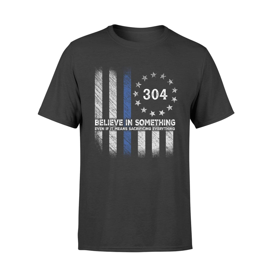 Apparel S / Black Personalized Shirt - Thin Blue Line Flag - Stars Circle - Believe In Something - Standard T-shirt