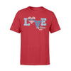 Apparel S / Red Personalized Shirt - Thin Blue Line - Love My Hero - Pattern Heart - Standard T-shirt