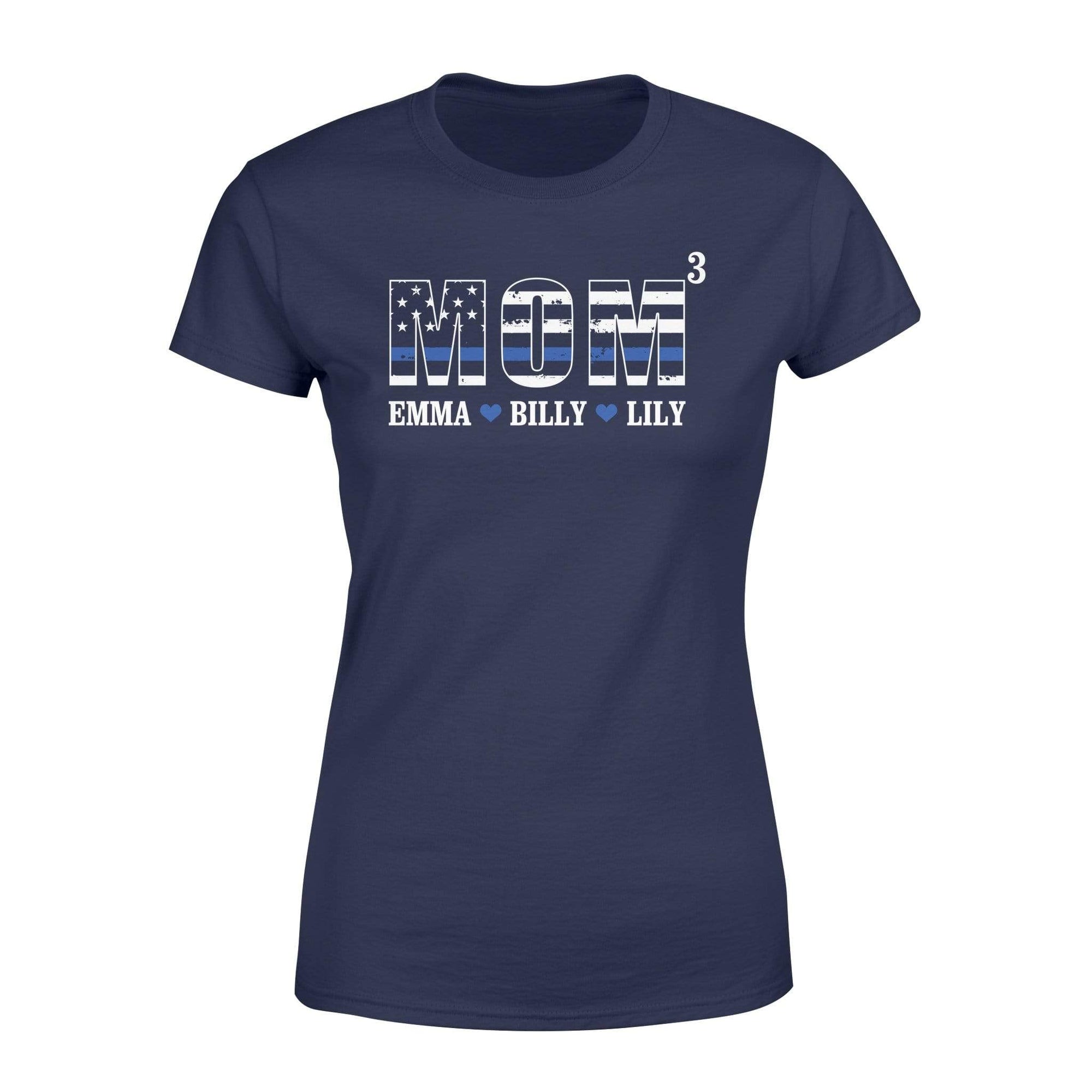 Apparel XS / Navy Personalized Shirt - Thin Blue Line Mom Of Kids - Standard Women’s T-shirt - DSAPP