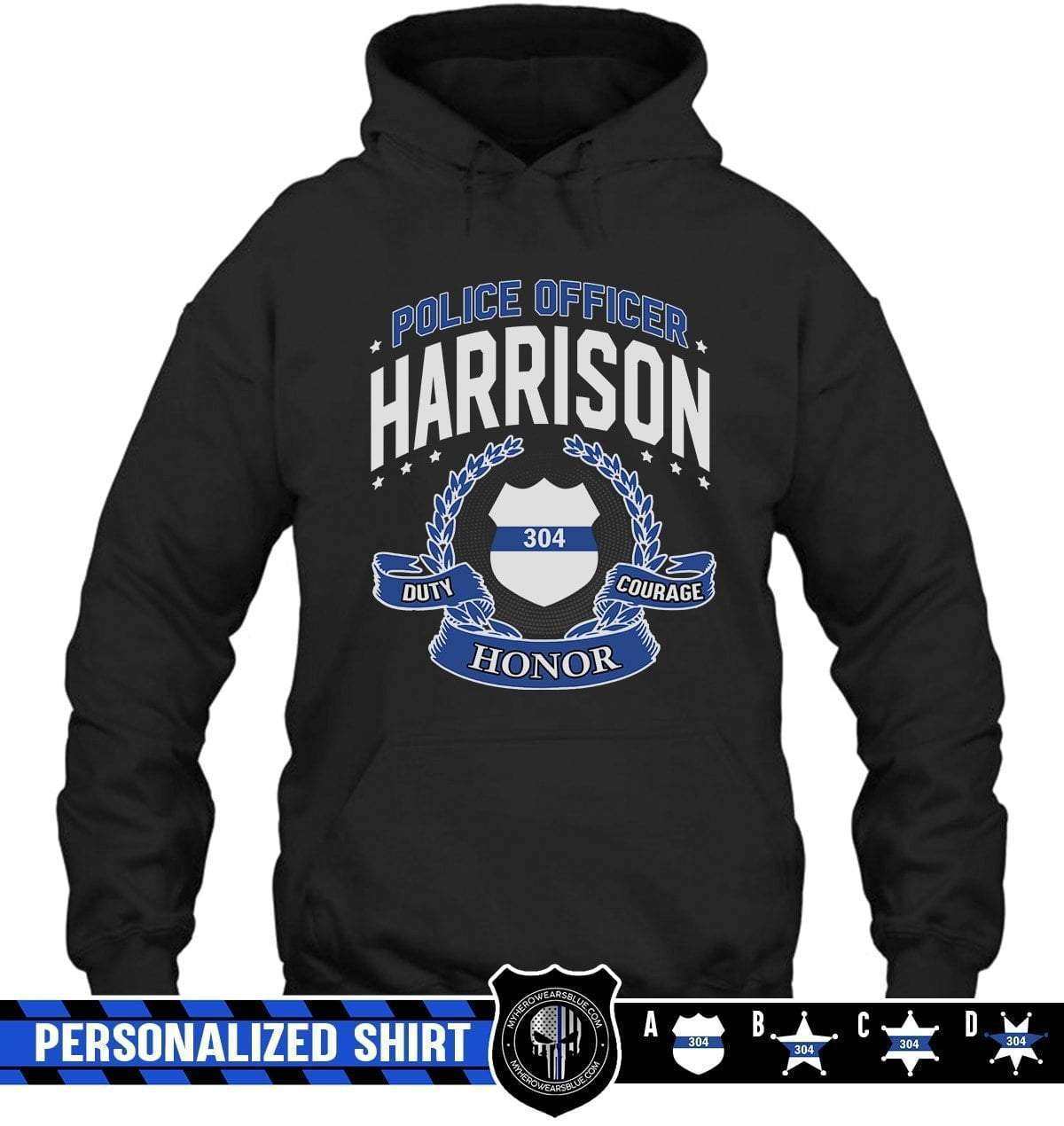 Apparel S / Black Personalized Shirt - Thin Blue Line - Proud Police Officer - DSAPP